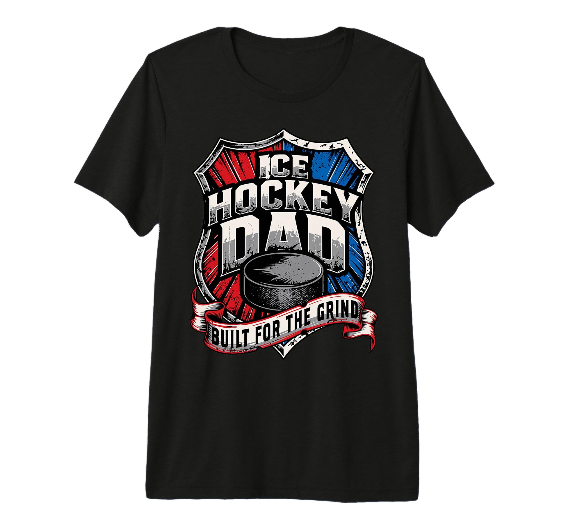Mens Ice Hockey Dad Built Grind Tri Blend T-Shirt - Custom Art Print Unisex - T-Shirt, Sweatshirt, Hoodie