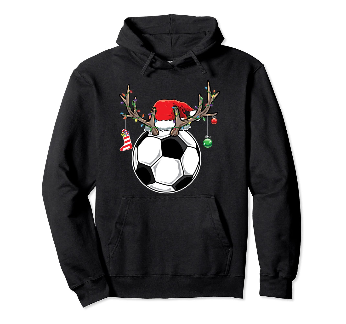 Soccer Player Reindeer Santa Gift Hoodie - Trendy Graphic for Adults - T-Shirt, Sweatshirt, Hoodie
