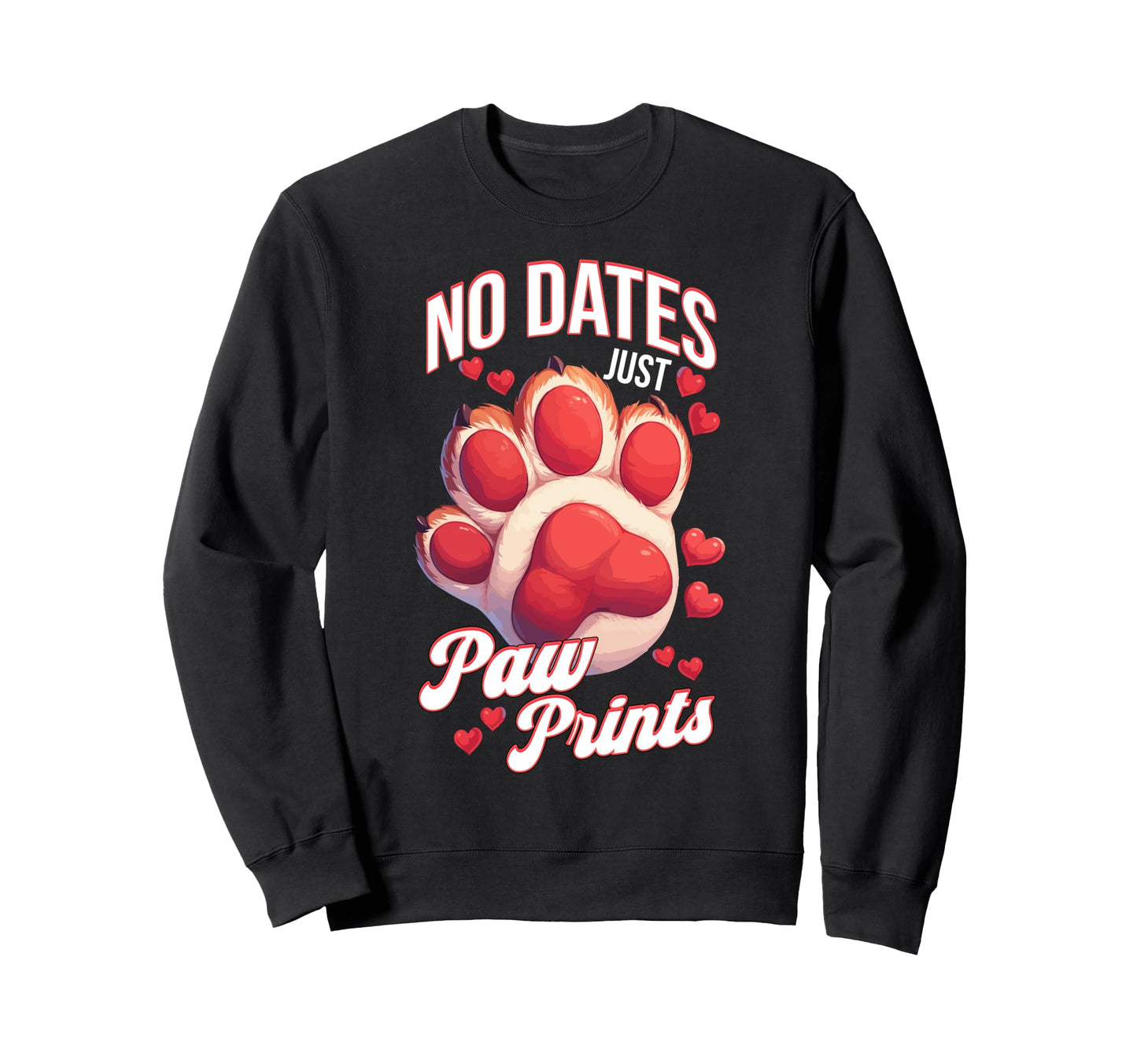 Pet Valentines Pawprint Single Dog Sweatshirt - Graphic Print Men Women - T-Shirt, Sweatshirt, Hoodie