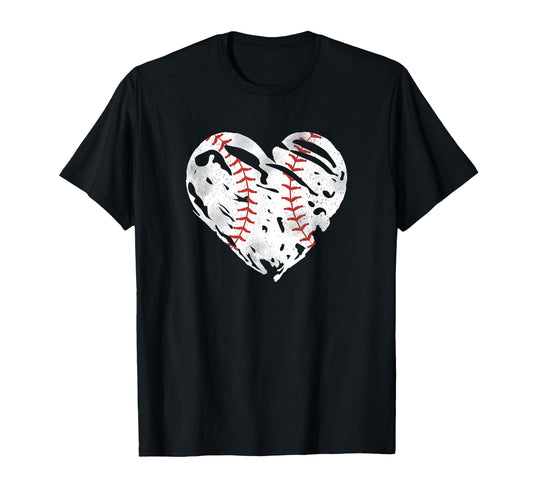 Ball Heart Coach Player Baseball Mom T-Shirt - Novelty Apparel for Adults - T-Shirt, Sweatshirt, Hoodie