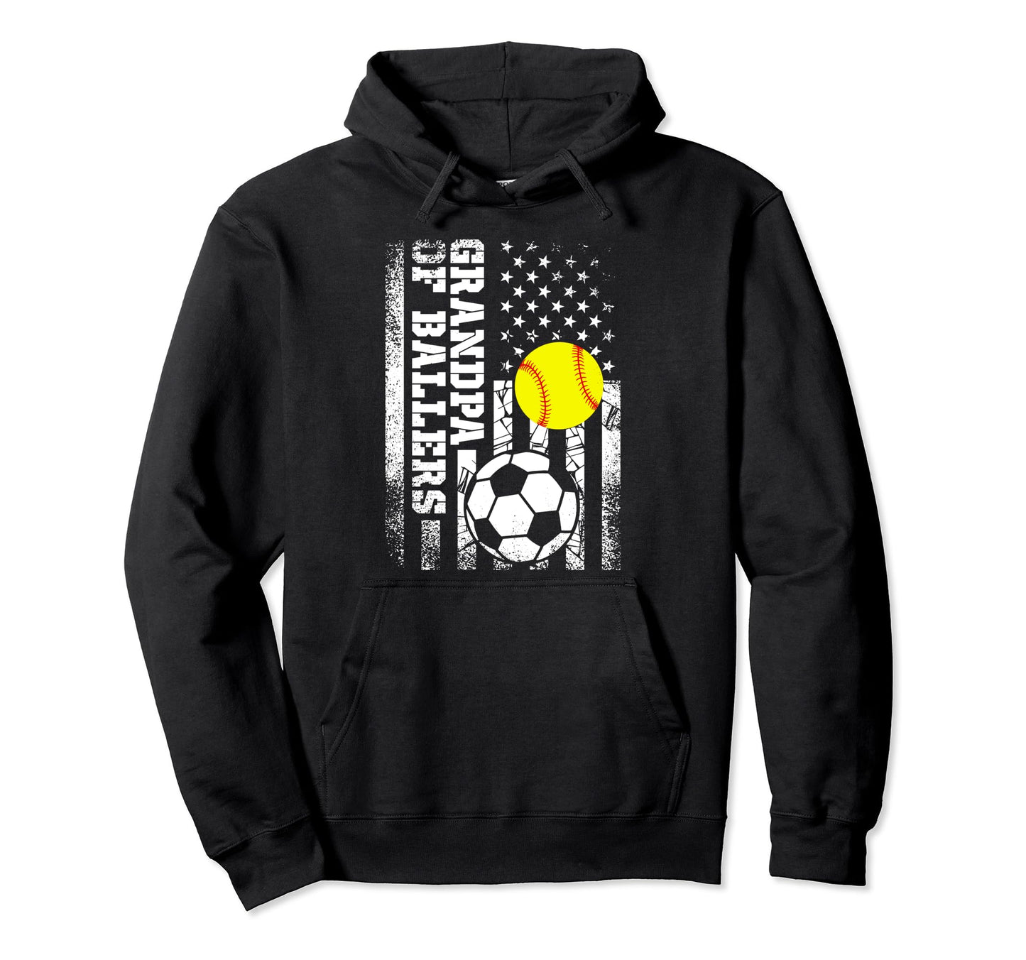 Grandpa Ballers Funny Usa Flag Hoodie - Fun Novelty Design for Adults - T-Shirt, Sweatshirt, Hoodie