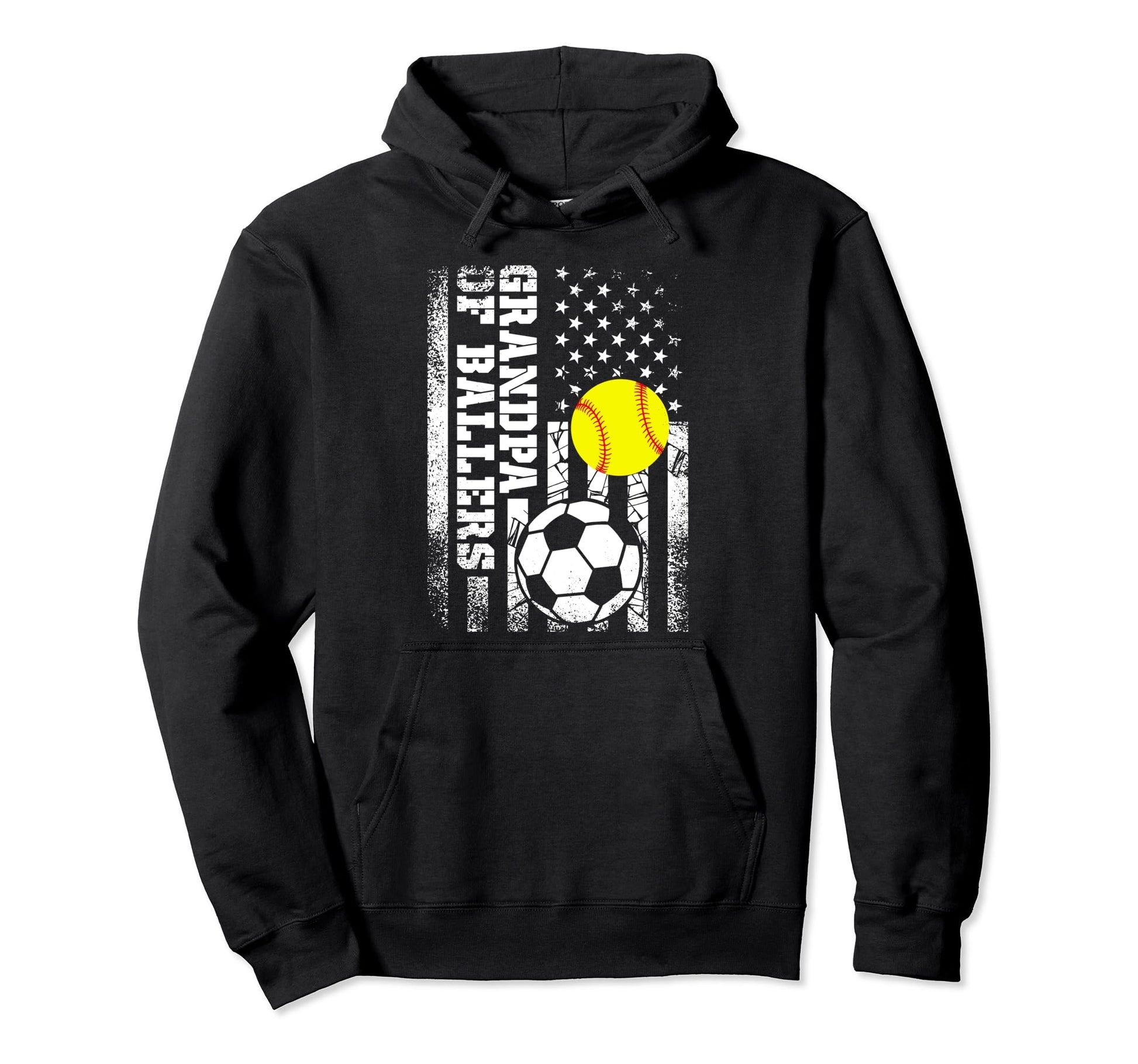Grandpa Ballers Funny Usa Flag Hoodie - Fun Novelty Design for Adults - T-Shirt, Sweatshirt, Hoodie