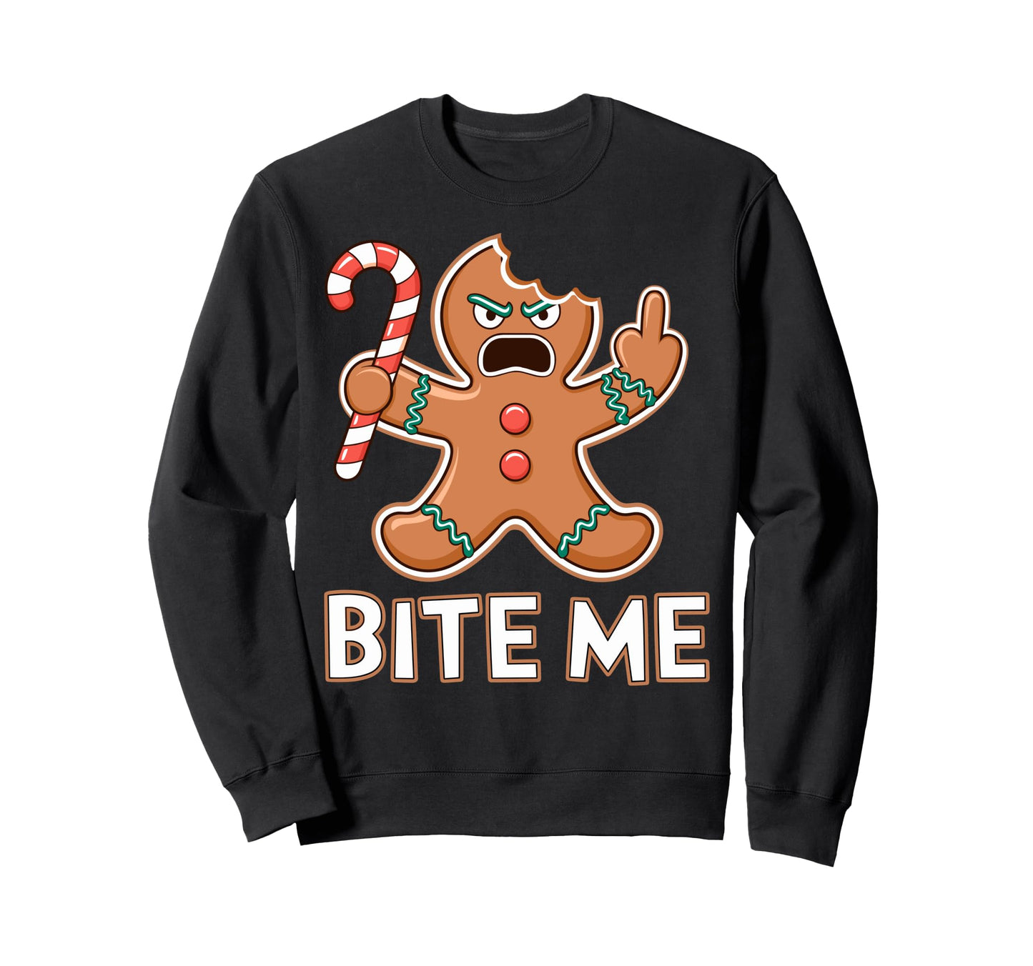 Funny Middle Finger Gingerbread Sweatshirt - Aesthetic Graphic Men Women - T-Shirt, Sweatshirt, Hoodie