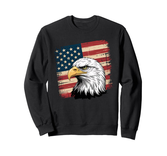 American Flag Bald Eagle 4Th July Usa Sweatshirt - Trendy Graphic Unisex - T-Shirt, Sweatshirt, Hoodie