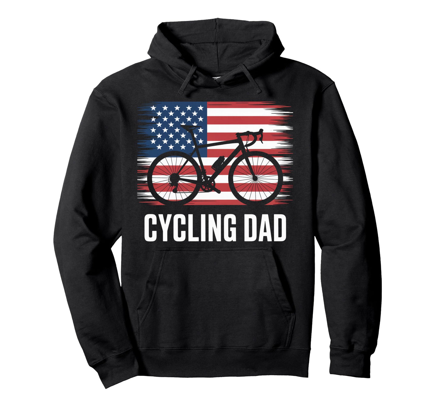 Cycling Dad American Flag Road Bike Hoodie - Trendy Graphic for Adults - T-Shirt, Sweatshirt, Hoodie