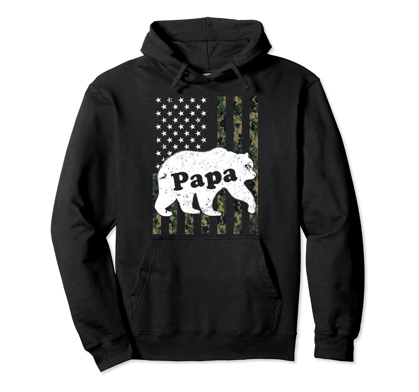 Mens Papa Bear Camouflage Usa American Flag Hoodie - Trendy Graphic Unisex - T-Shirt, Sweatshirt, Hoodie