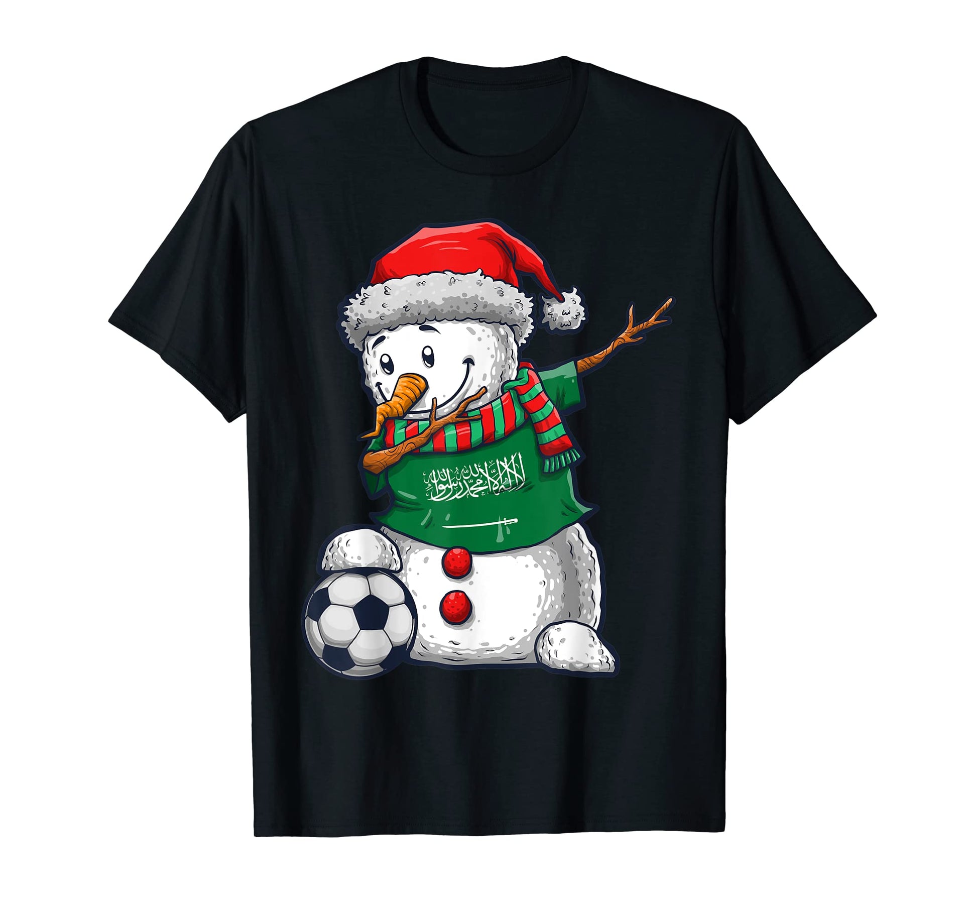 Soccer Dabbing Snowman Saudi Arabia T-Shirt - Novelty Apparel Men Women - T-Shirt, Sweatshirt, Hoodie