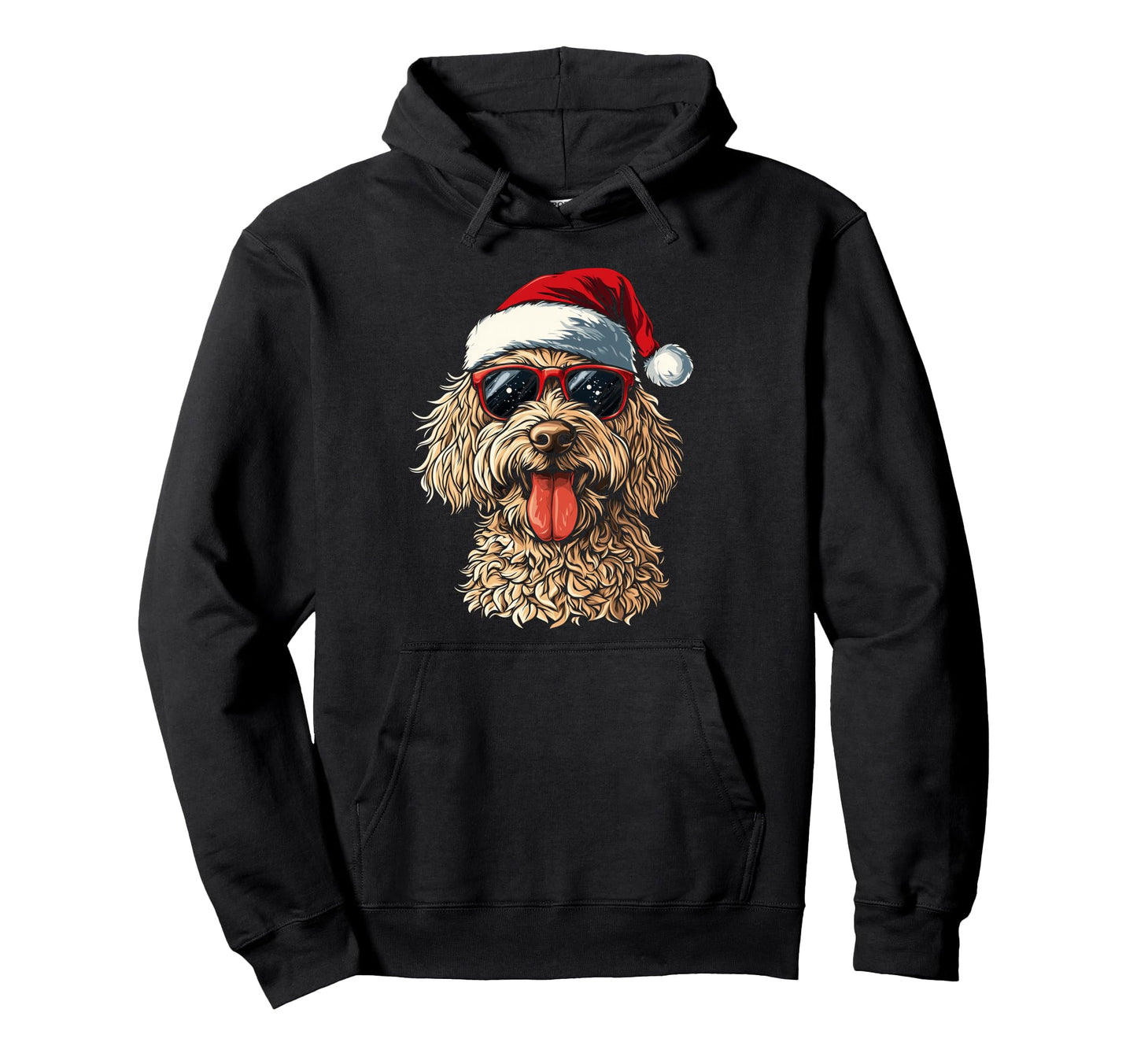 Goldendoodle Labradoodle Dog Santa Hoodie - Minimalist Print for Adults - T-Shirt, Sweatshirt, Hoodie