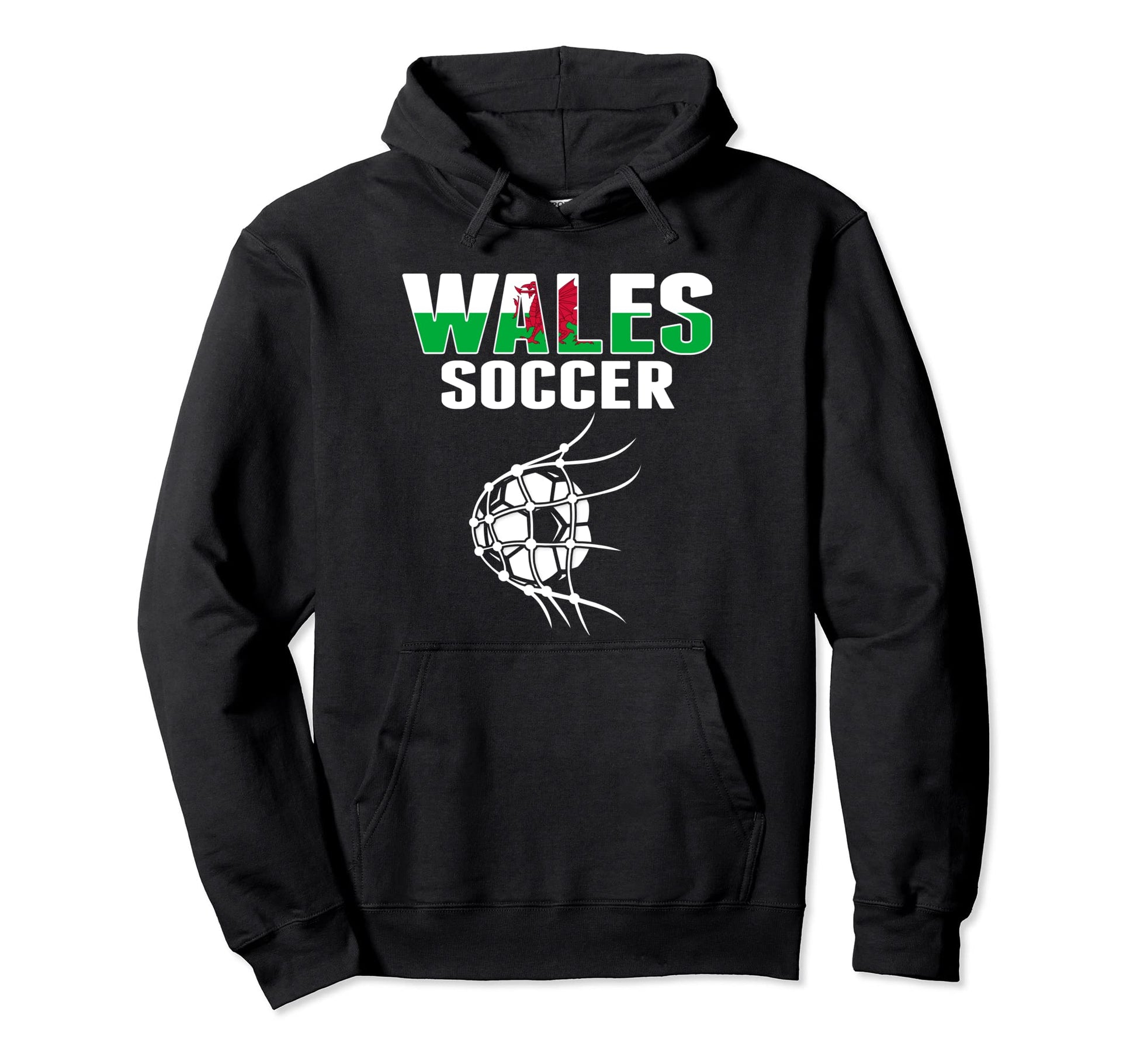 Wales Soccer Ball Net Goal Welsh Hoodie - Aesthetic Graphic Unisex - T-Shirt, Sweatshirt, Hoodie