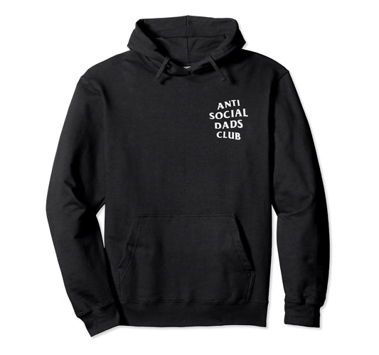 Anti Social Dads Club White Logo Hoodie - Casual Everyday Wear Unisex - T-Shirt, Sweatshirt, Hoodie