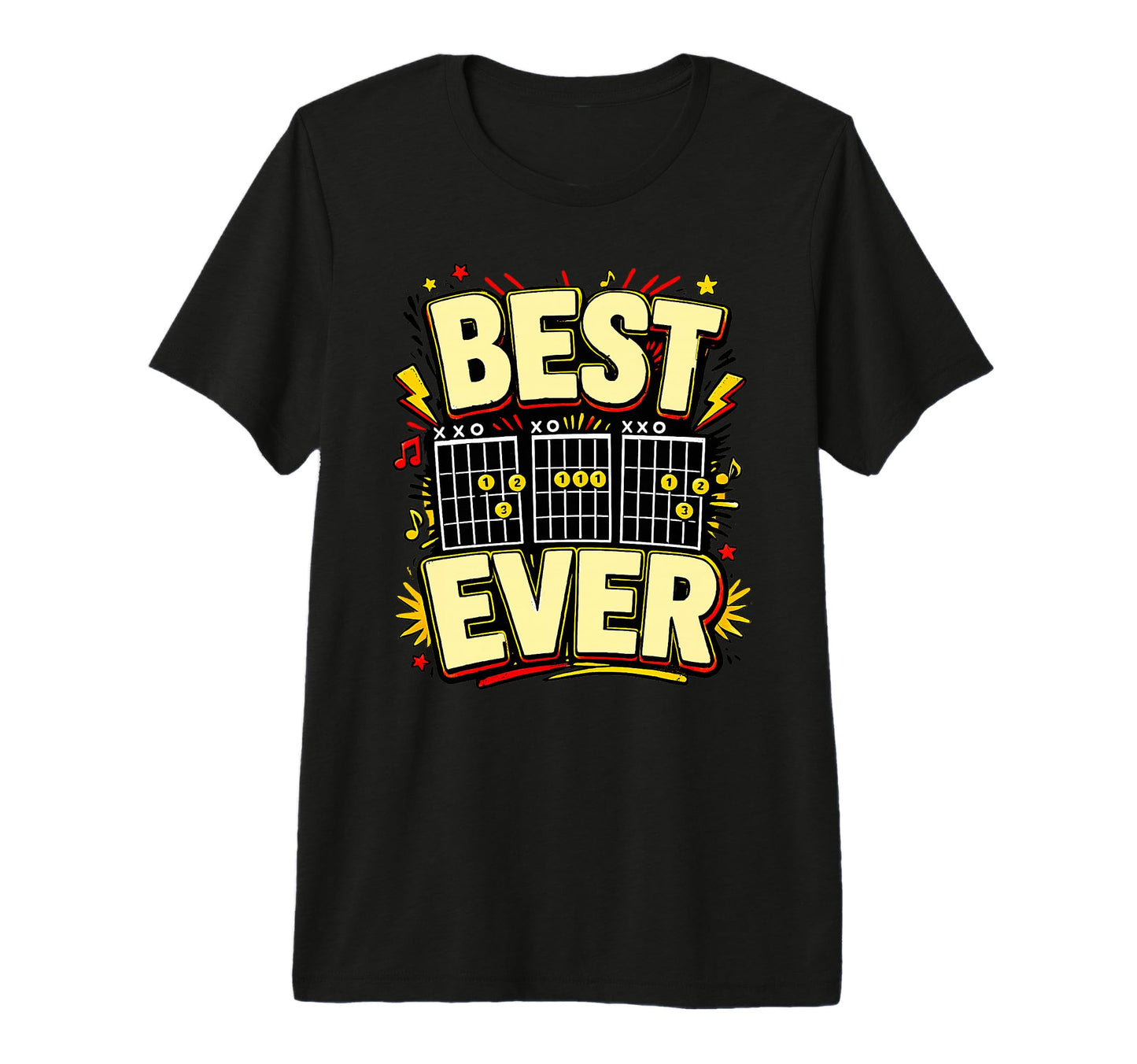 Best Dad Ever Guitar Chords Musician T-Shirt - Unique Graphic for Adults - T-Shirt, Sweatshirt, Hoodie