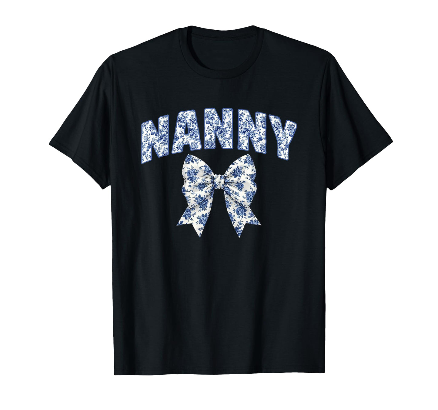 Nanny Coquette Toile Blue Bow T-Shirt - Fun Novelty Design for Adults - T-Shirt, Sweatshirt, Hoodie