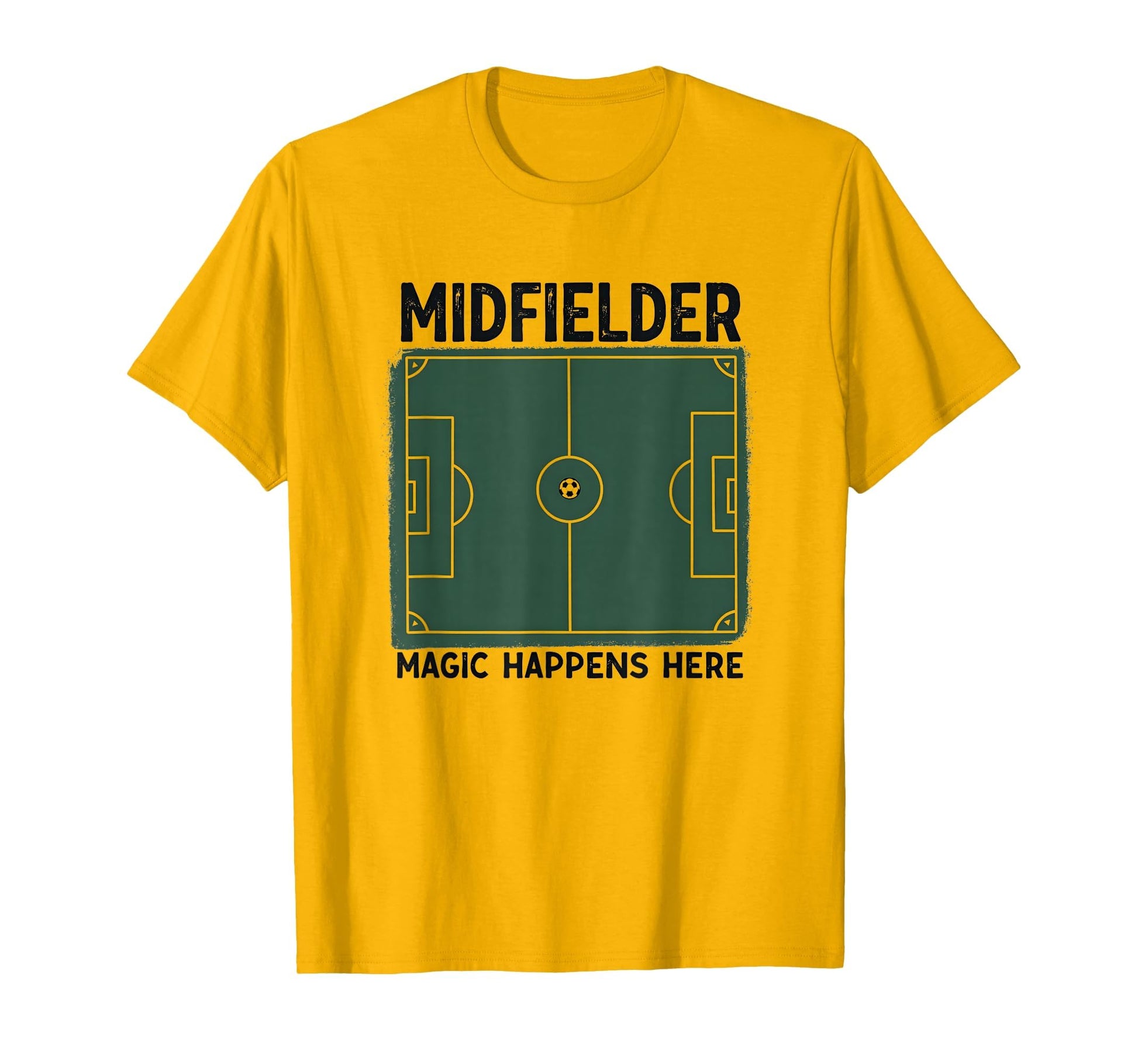 Midfielder Magic Happens Here Soccer T-Shirt - Trendy Graphic for Adults - T-Shirt, Sweatshirt, Hoodie
