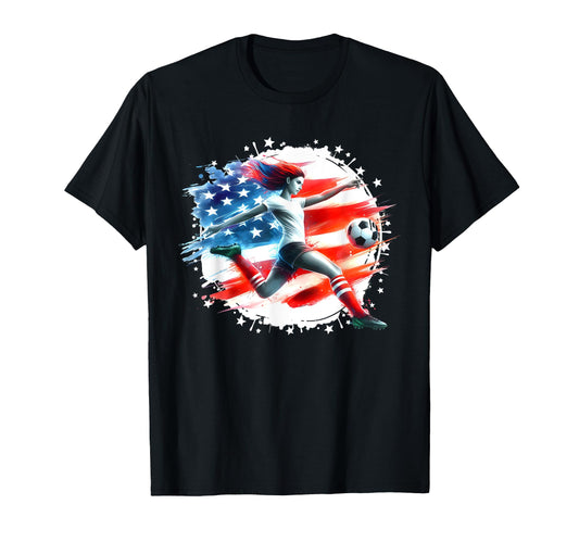 American Flag Soccer Player Womens Soccer T-Shirt - Graphic Print Unisex - T-Shirt, Sweatshirt, Hoodie