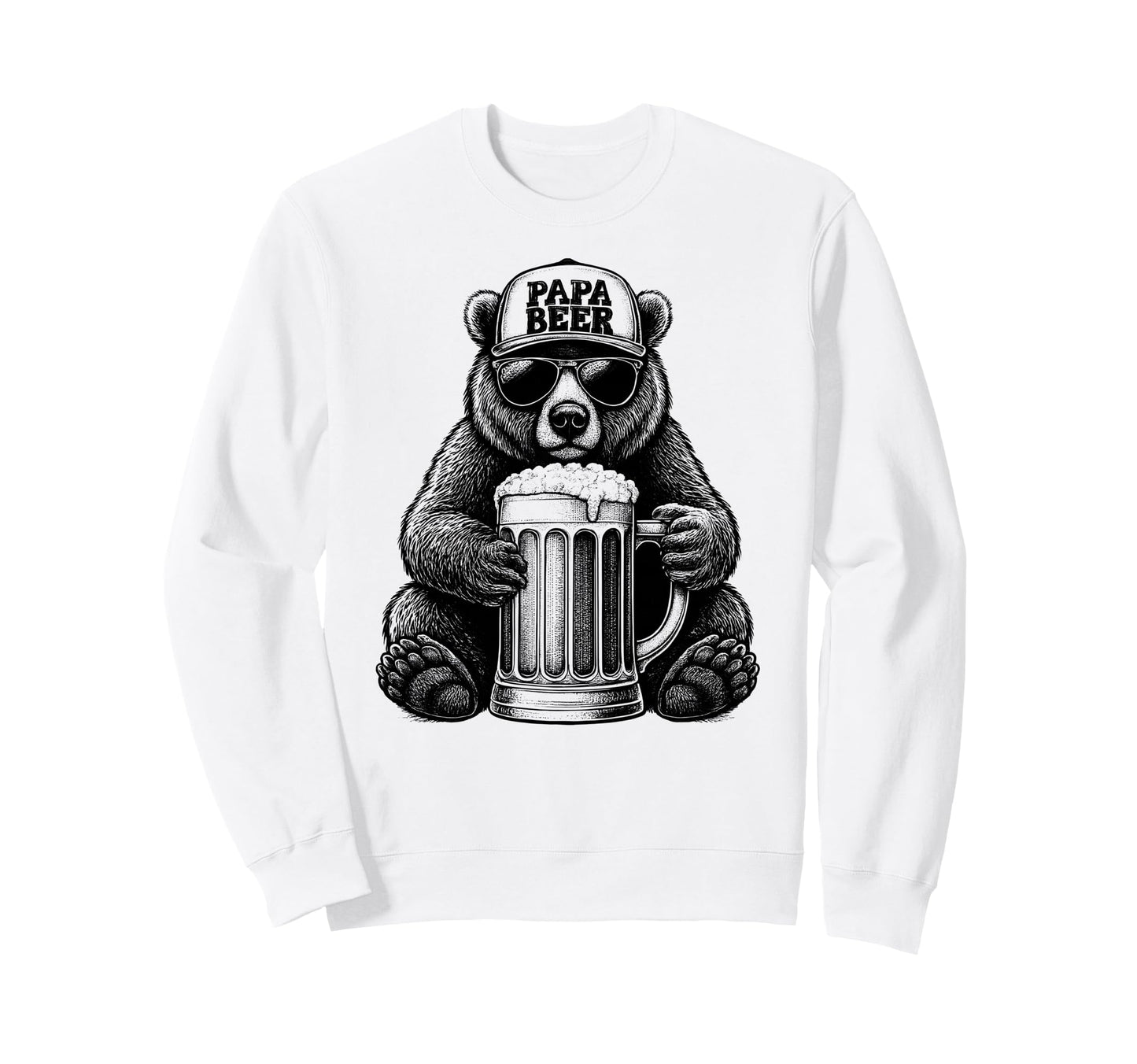 Papa Beer Funny Dad Bear Drinking Sweatshirt - Custom Art Print Men Women - T-Shirt, Sweatshirt, Hoodie