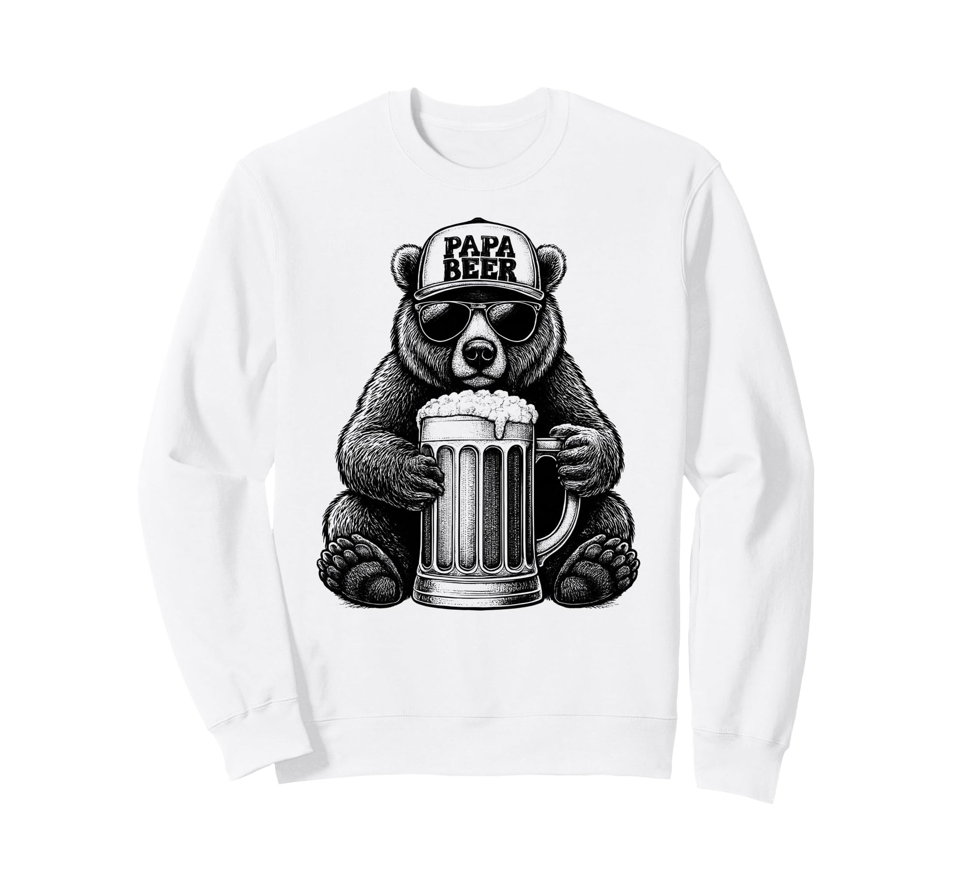 Papa Beer Funny Dad Bear Drinking Sweatshirt - Custom Art Print Men Women - T-Shirt, Sweatshirt, Hoodie