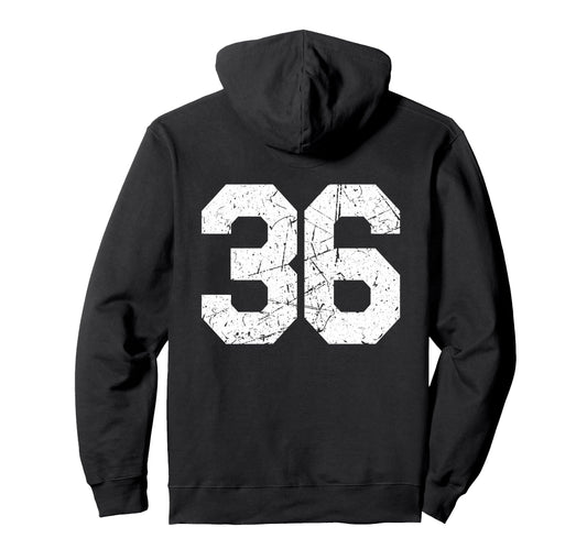 36 Jersey Uniform Varsity Sports Number Hoodie - Novelty Apparel Men Women - T-Shirt, Sweatshirt, Hoodie