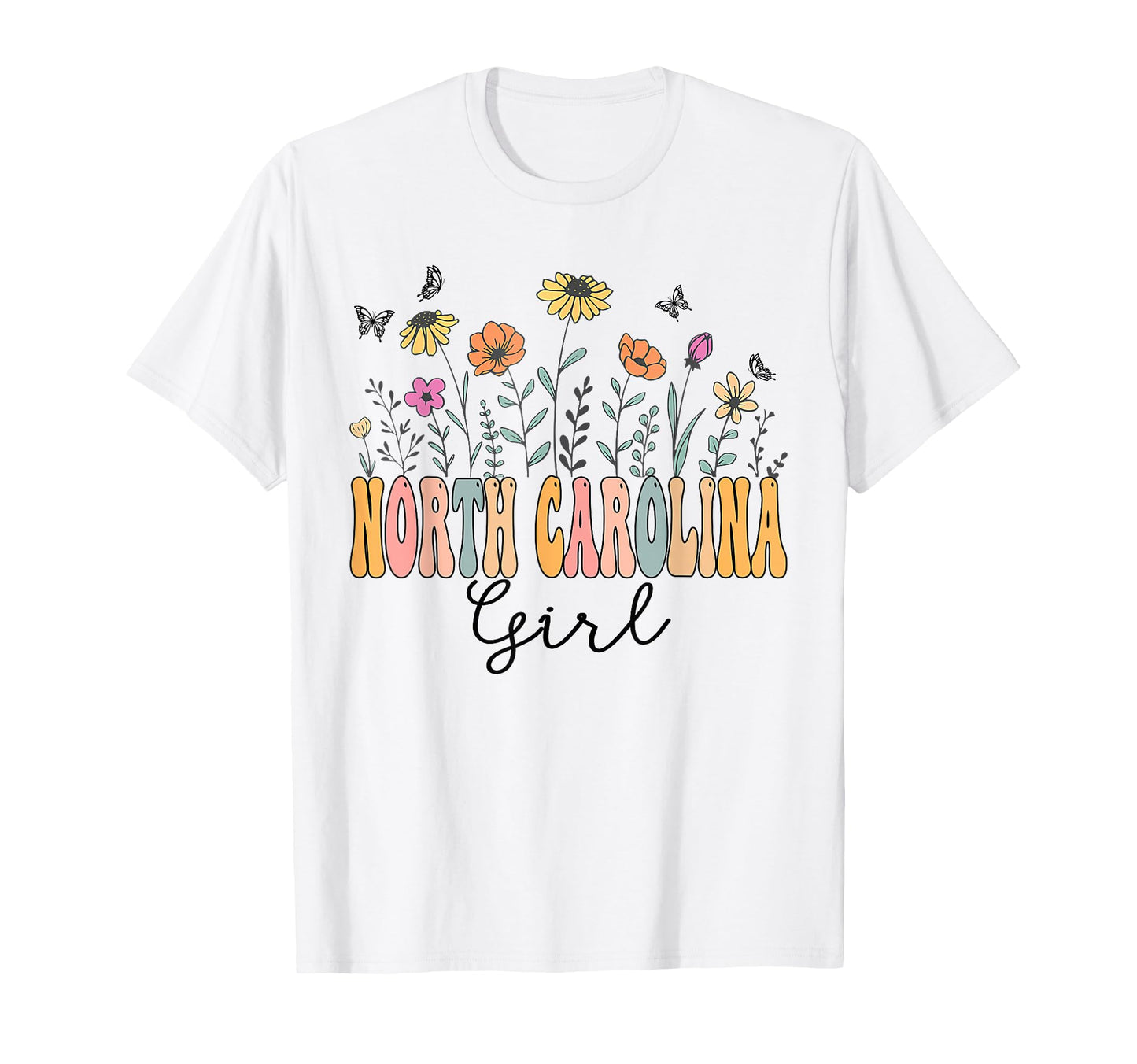 North Carolina Wildflower Groovy North T-Shirt - Minimalist Print Unisex - T-Shirt, Sweatshirt, Hoodie