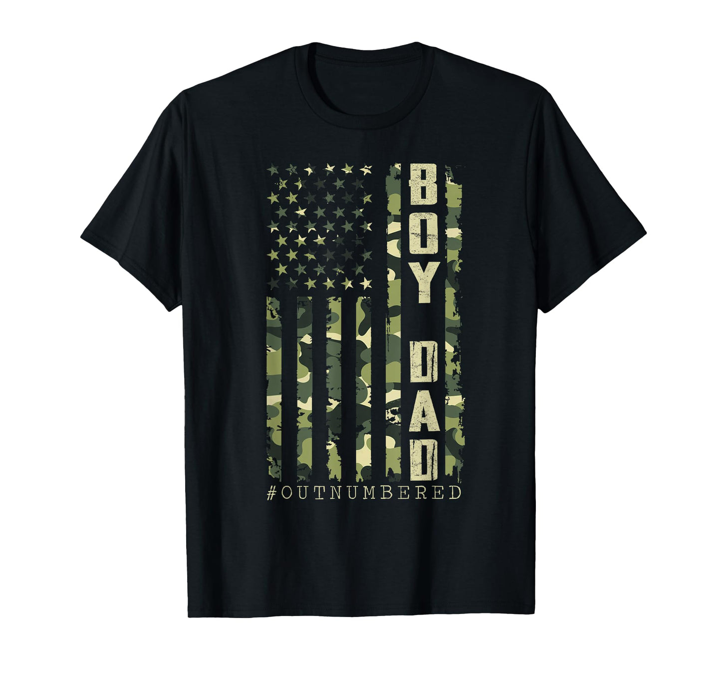 Dad Outnumbered Camo Us Flag T-Shirt - Fun Novelty Design Men Women - T-Shirt, Sweatshirt, Hoodie