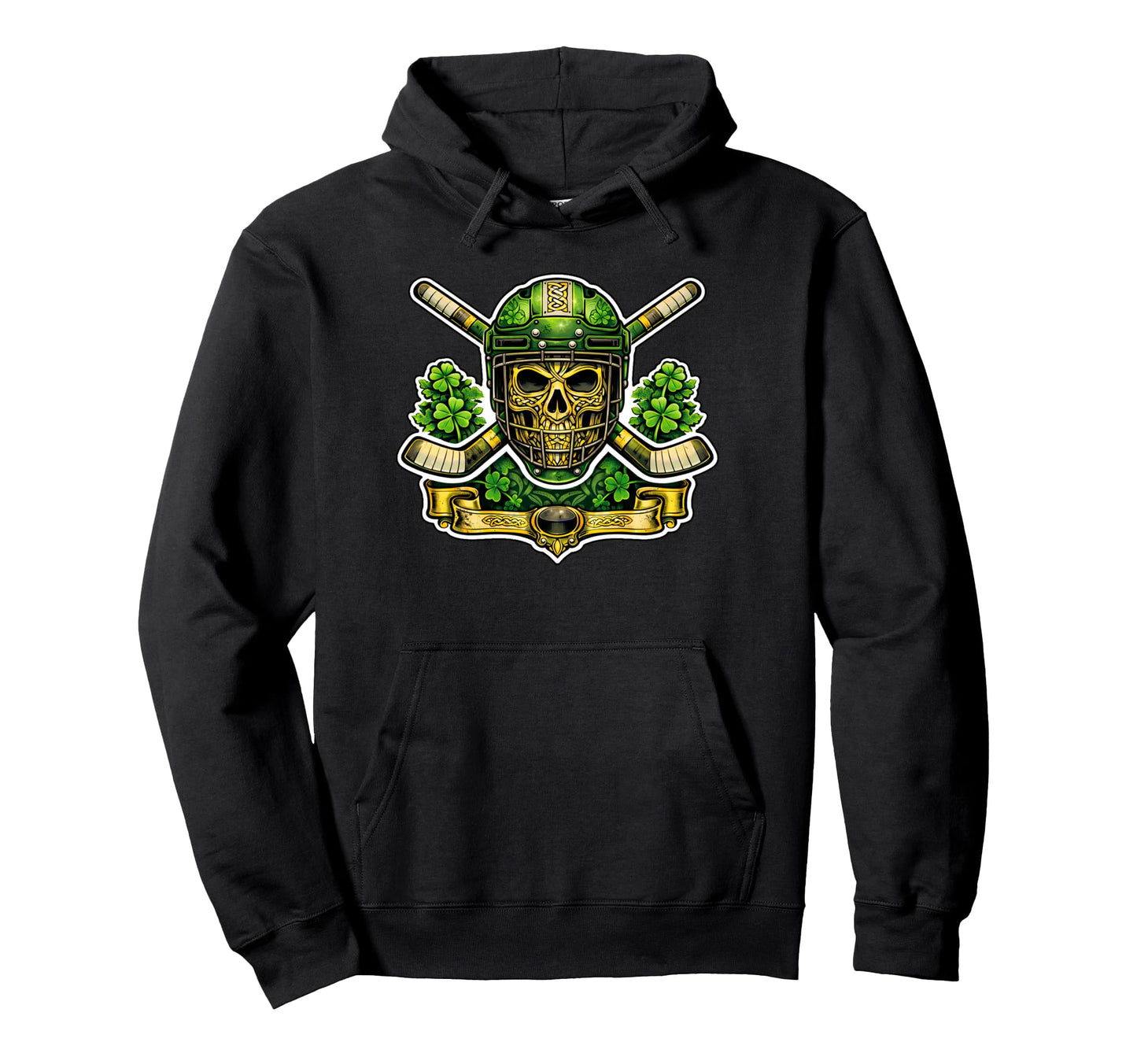 Celtic Skull Irish Hockey St Patricks Hoodie - Unique Graphic for Adults - T-Shirt, Sweatshirt, Hoodie
