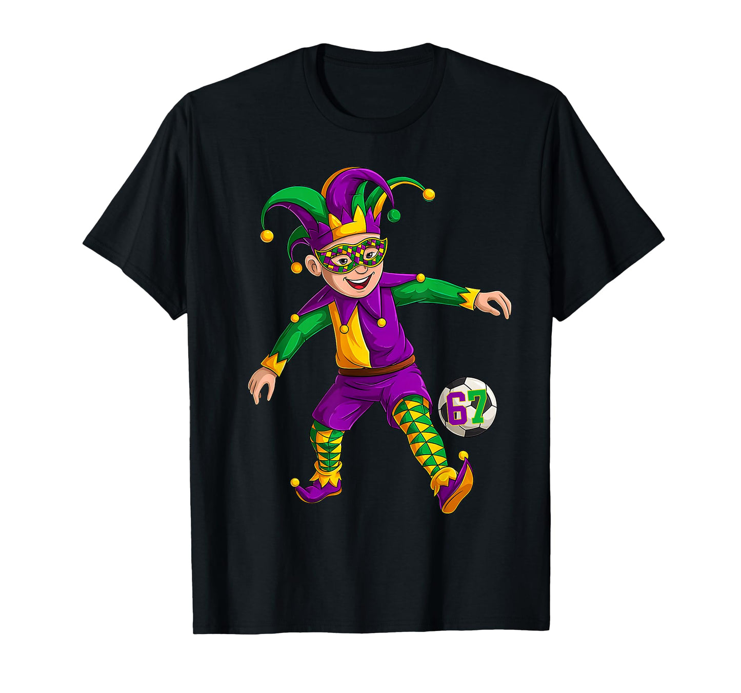 Jester Playing Soccer Mardi Gras T-Shirt - Casual Everyday Wear for Adults - T-Shirt, Sweatshirt, Hoodie