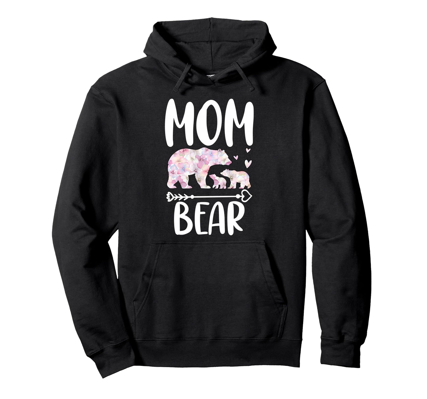 Mom Bear Flowers Two Bear Cubs Hoodie - Aesthetic Graphic Unisex - T-Shirt, Sweatshirt, Hoodie