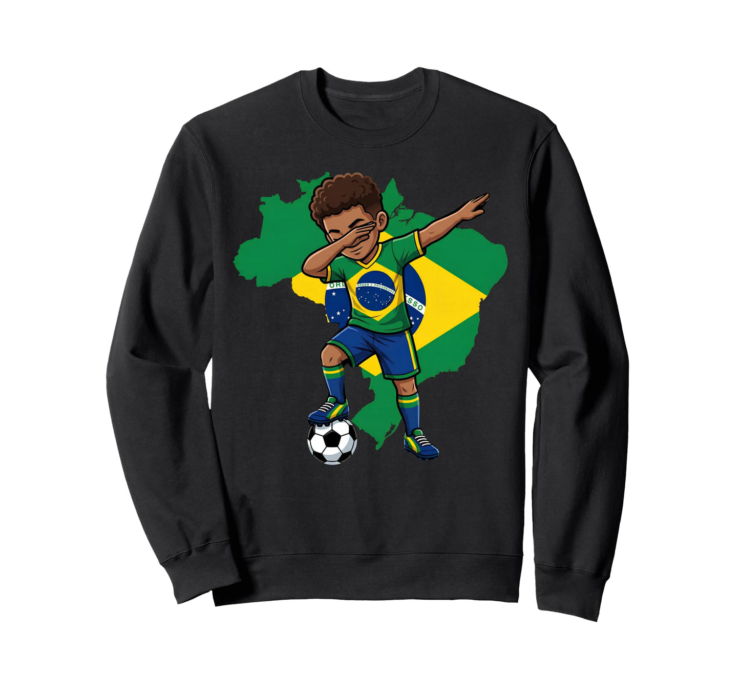 Brazil Soccer Dab Flag Football Sweatshirt - Minimalist Print Men Women - T-Shirt, Sweatshirt, Hoodie