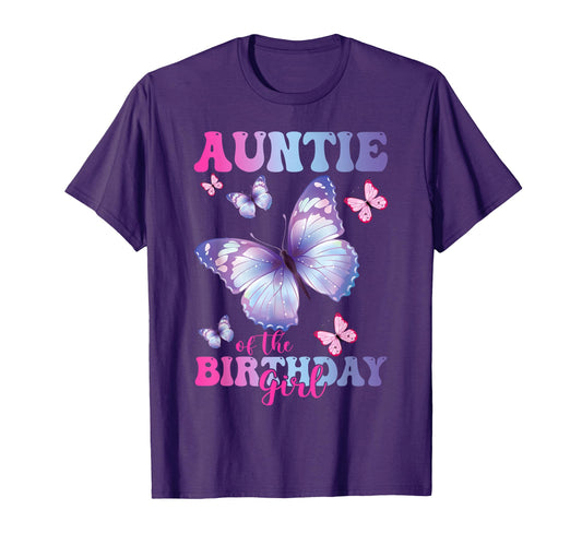 Auntie Birthday Butterfly Party T-Shirt - Fun Novelty Design for Adults - T-Shirt, Sweatshirt, Hoodie