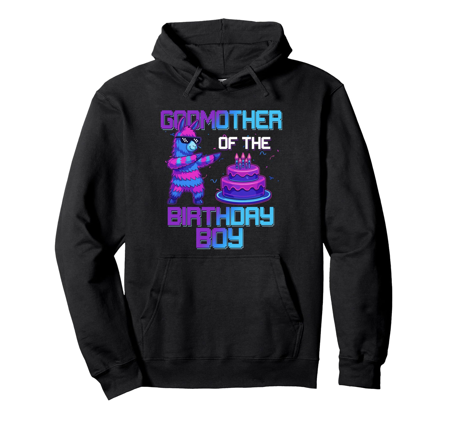 Godmother Birthday Llama Pinata Party Hoodie - Trendy Graphic for Adults - T-Shirt, Sweatshirt, Hoodie