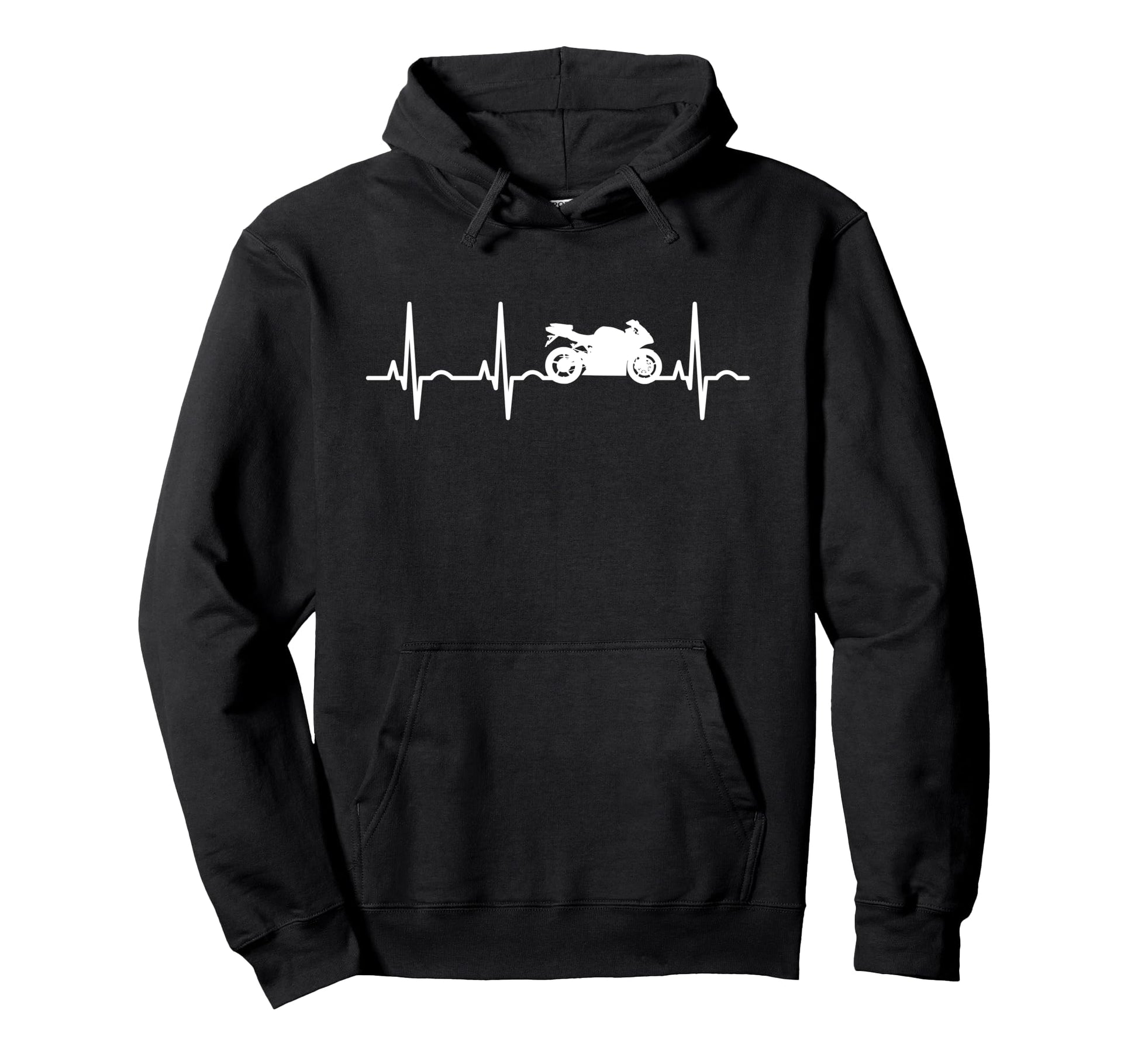 Motorcycle Heartbeat Motorcyclist Hoodie - Fun Novelty Design Men Women - T-Shirt, Sweatshirt, Hoodie