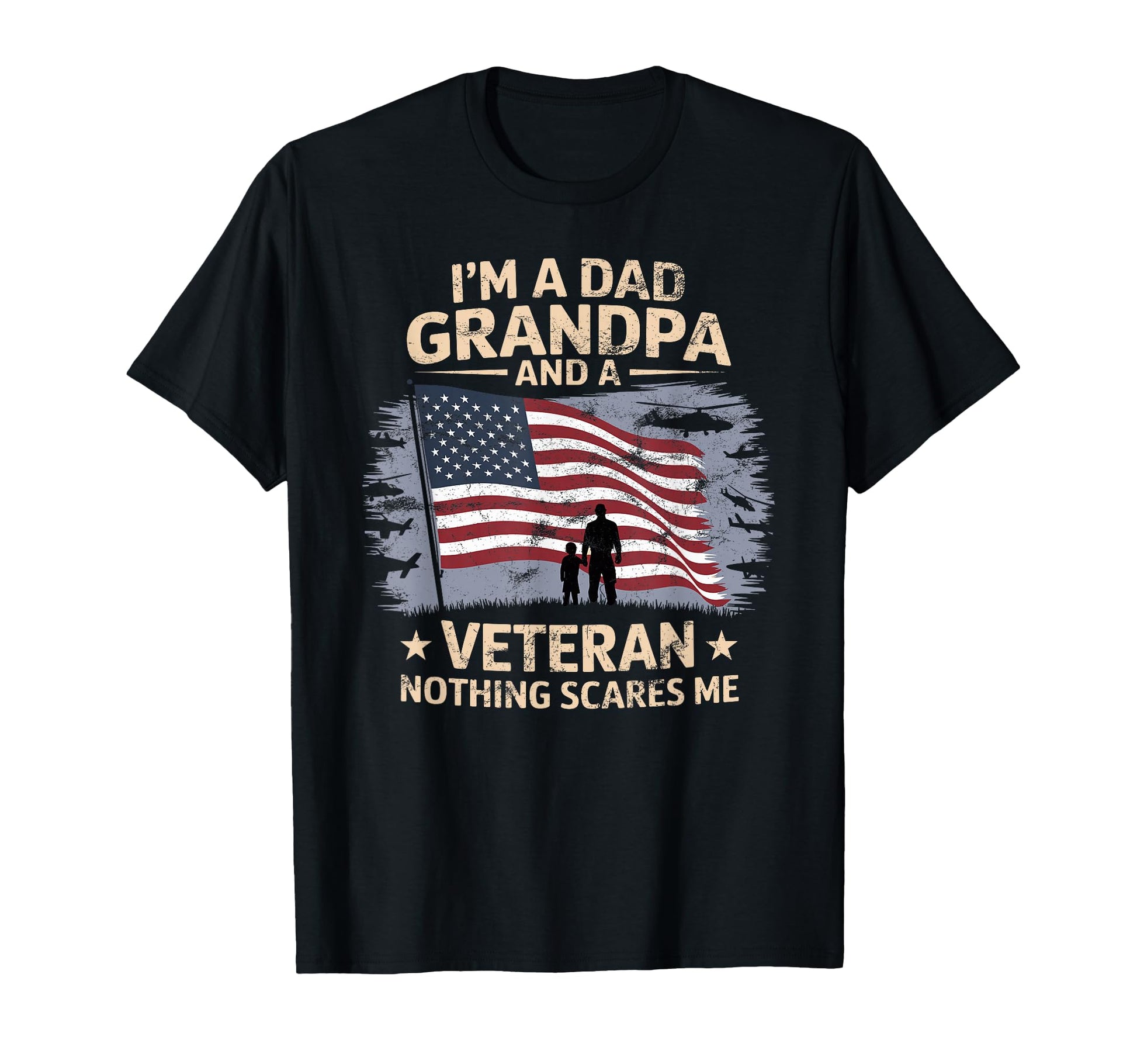 Dad Grandpa Veteran American Flag T-Shirt - Graphic Print for Adults - T-Shirt, Sweatshirt, Hoodie
