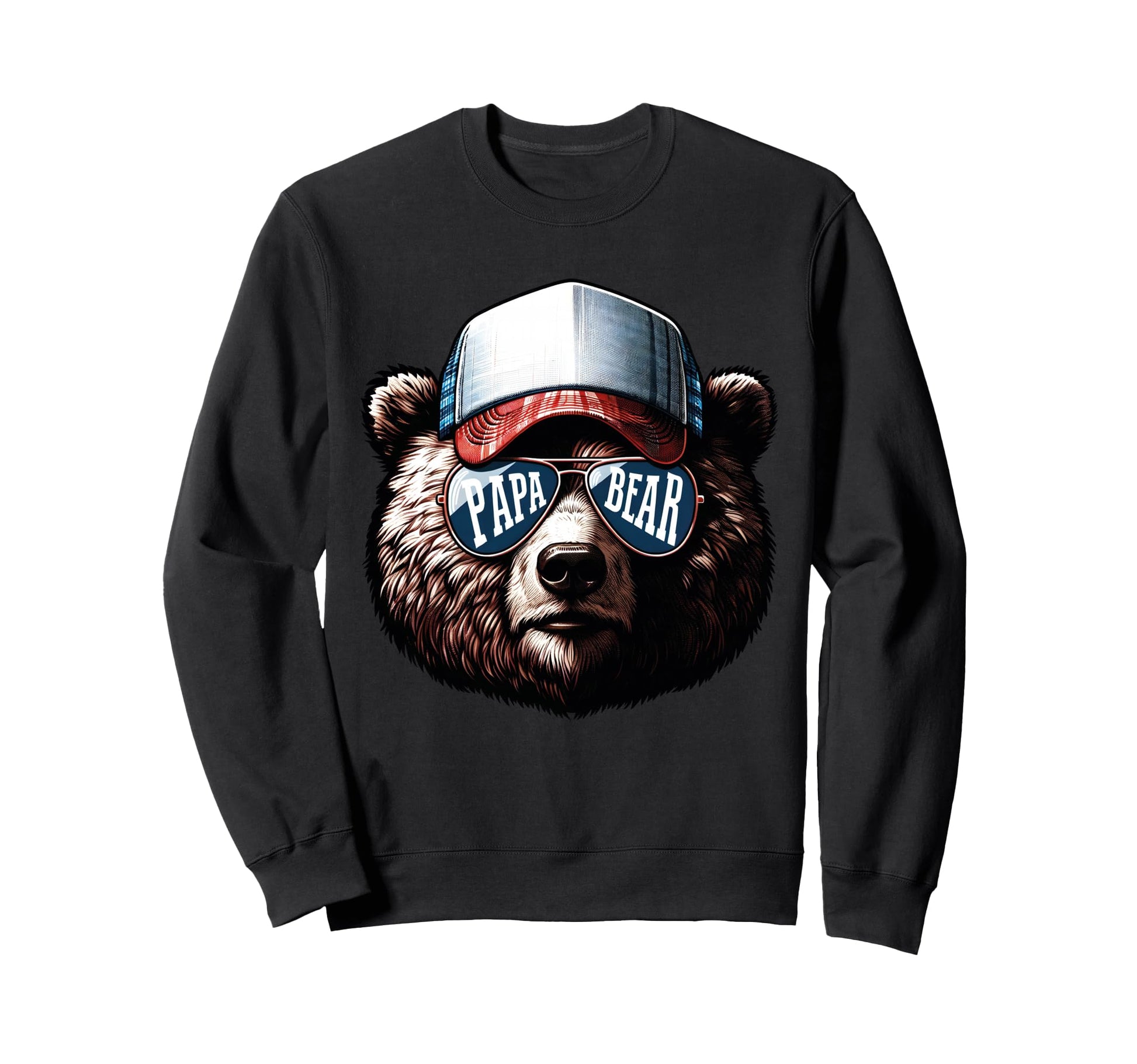 Papa Bear Face Dad Fathers Day Daddy Bear Sweatshirt - Graphic Print Unisex - T-Shirt, Sweatshirt, Hoodie