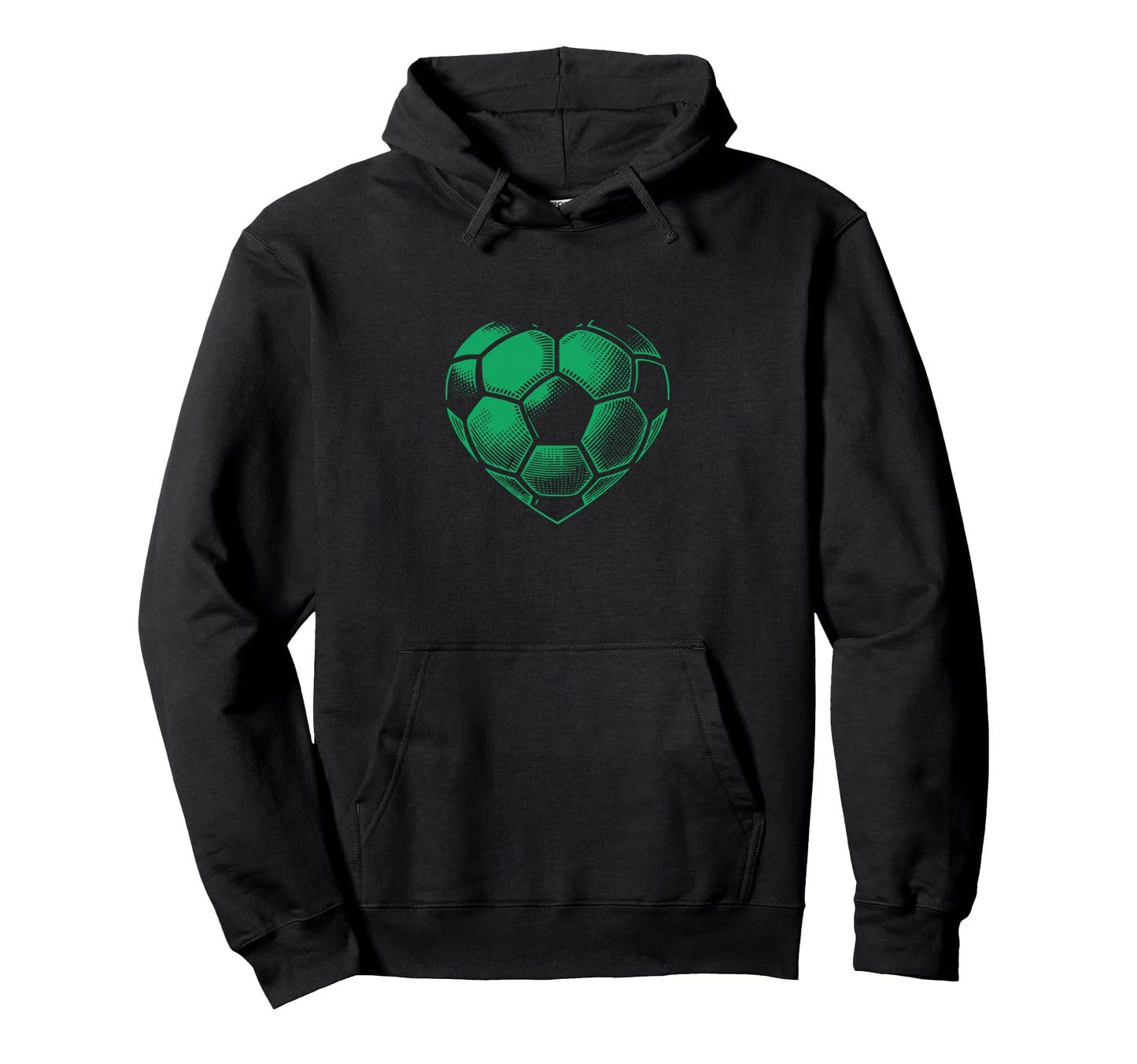 Soccer Ball Green Color Heart Mom Fan Hoodie - Minimalist Print for Adults - T-Shirt, Sweatshirt, Hoodie
