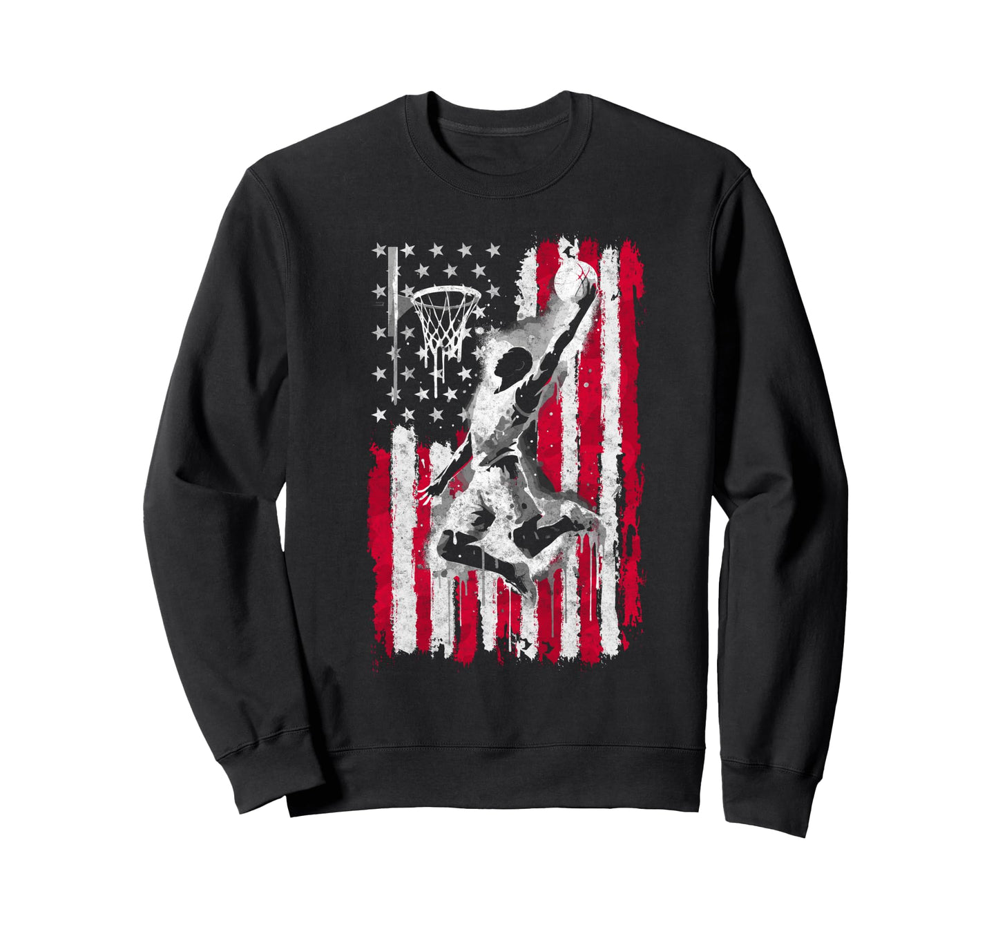 Us Flag Basketball Player Slam Dunk Sweatshirt - Trendy Graphic Men Women - T-Shirt, Sweatshirt, Hoodie