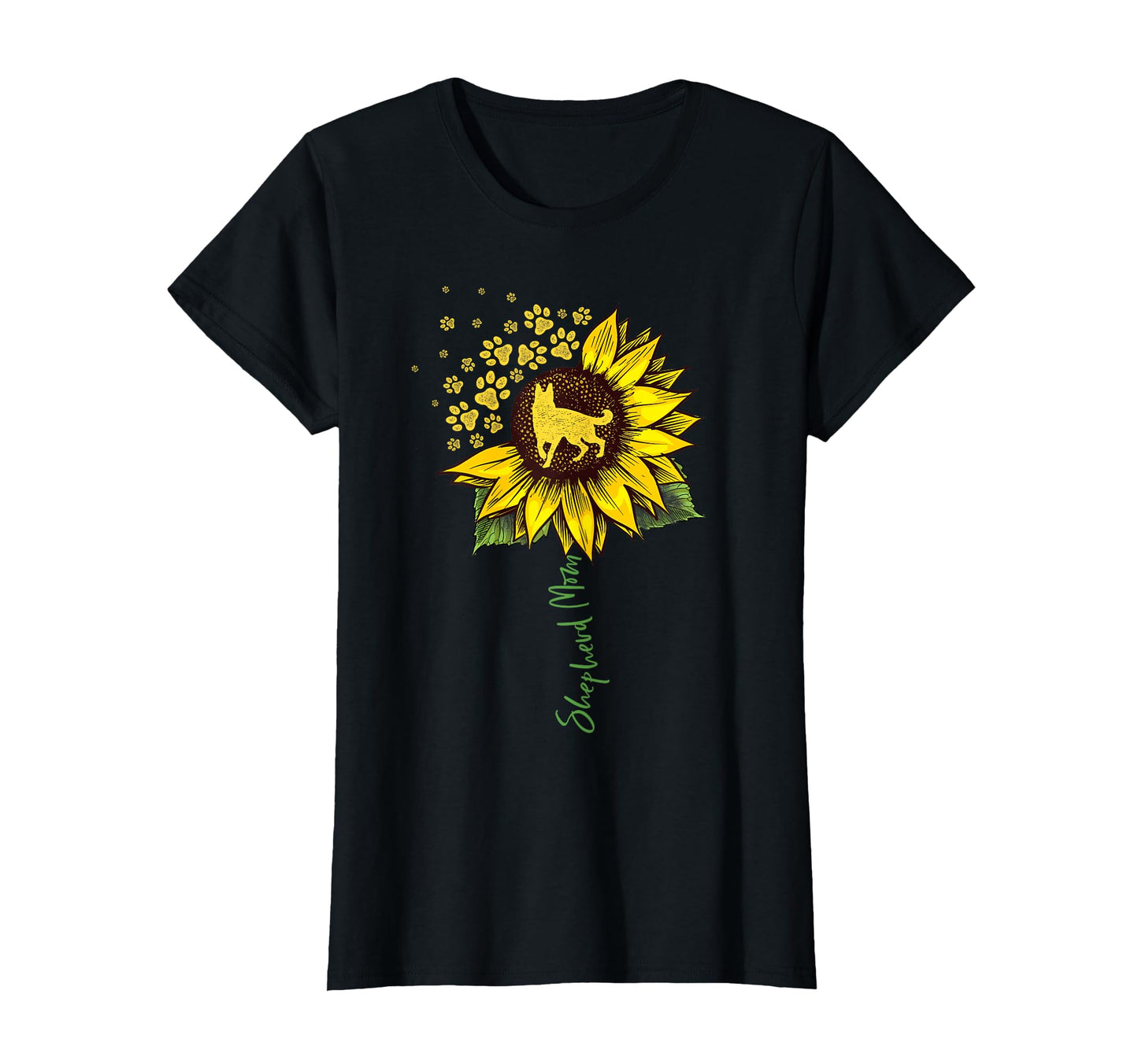German Shepherd Mom Sunflower T-Shirt - Casual Everyday Wear Unisex - T-Shirt, Sweatshirt, Hoodie