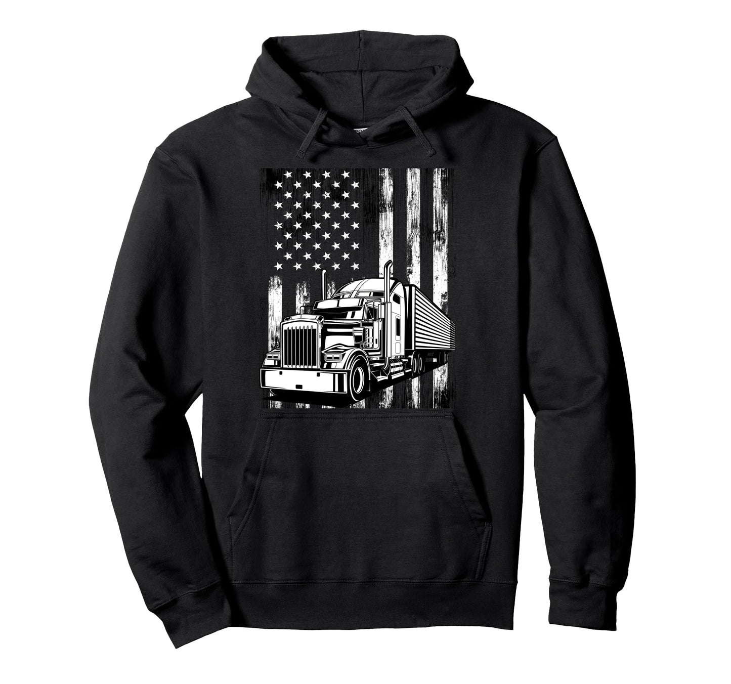 Trucker Papa Dad Truck Driver Art Usa Flag Hoodie - Streetwear Style Unisex - T-Shirt, Sweatshirt, Hoodie