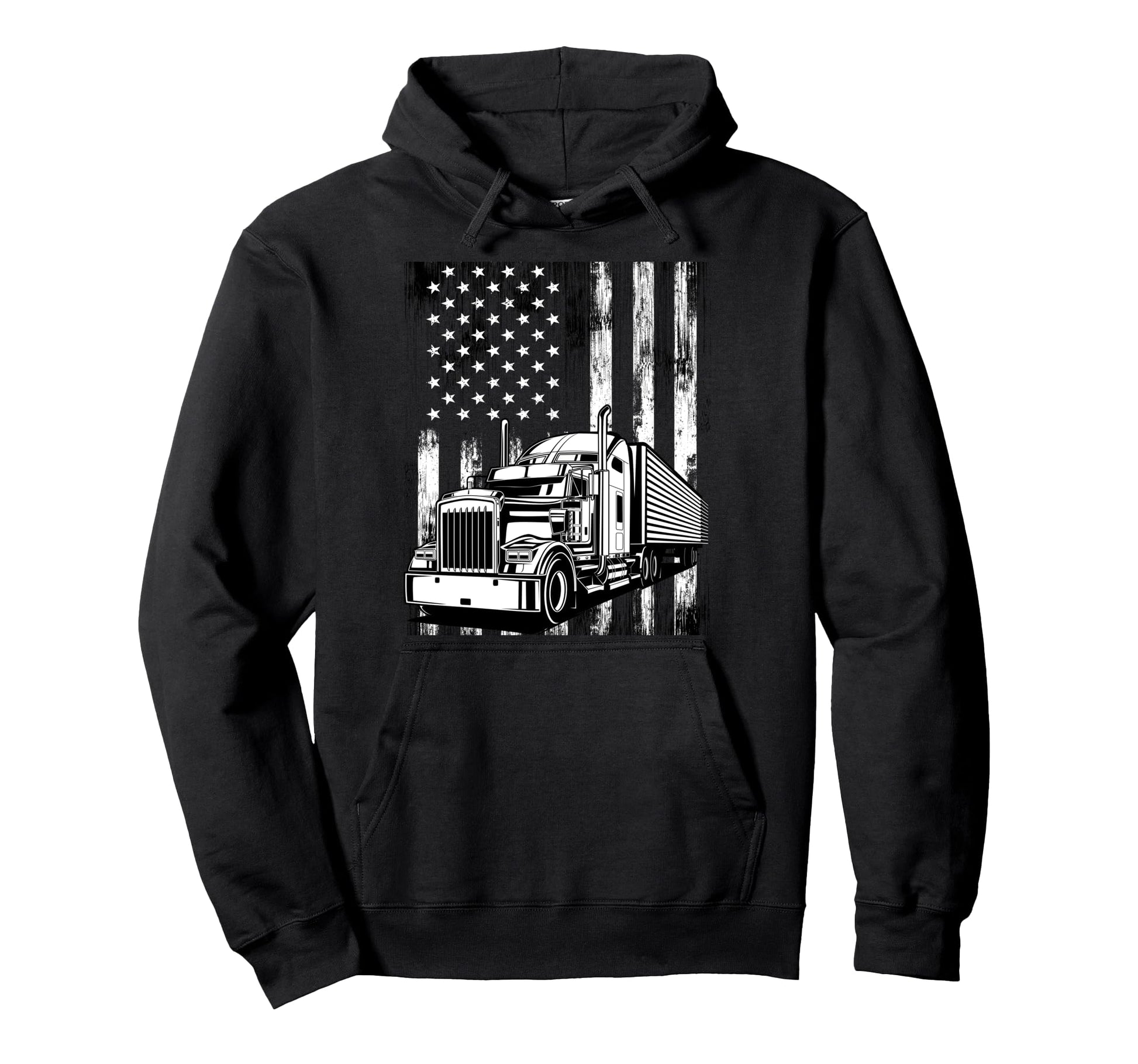 Trucker Papa Dad Truck Driver Art Usa Flag Hoodie - Streetwear Style Unisex - T-Shirt, Sweatshirt, Hoodie