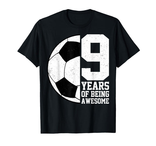9 Years Being Awesome Soccer Player T-Shirt - Minimalist Print for Adults - T-Shirt, Sweatshirt, Hoodie