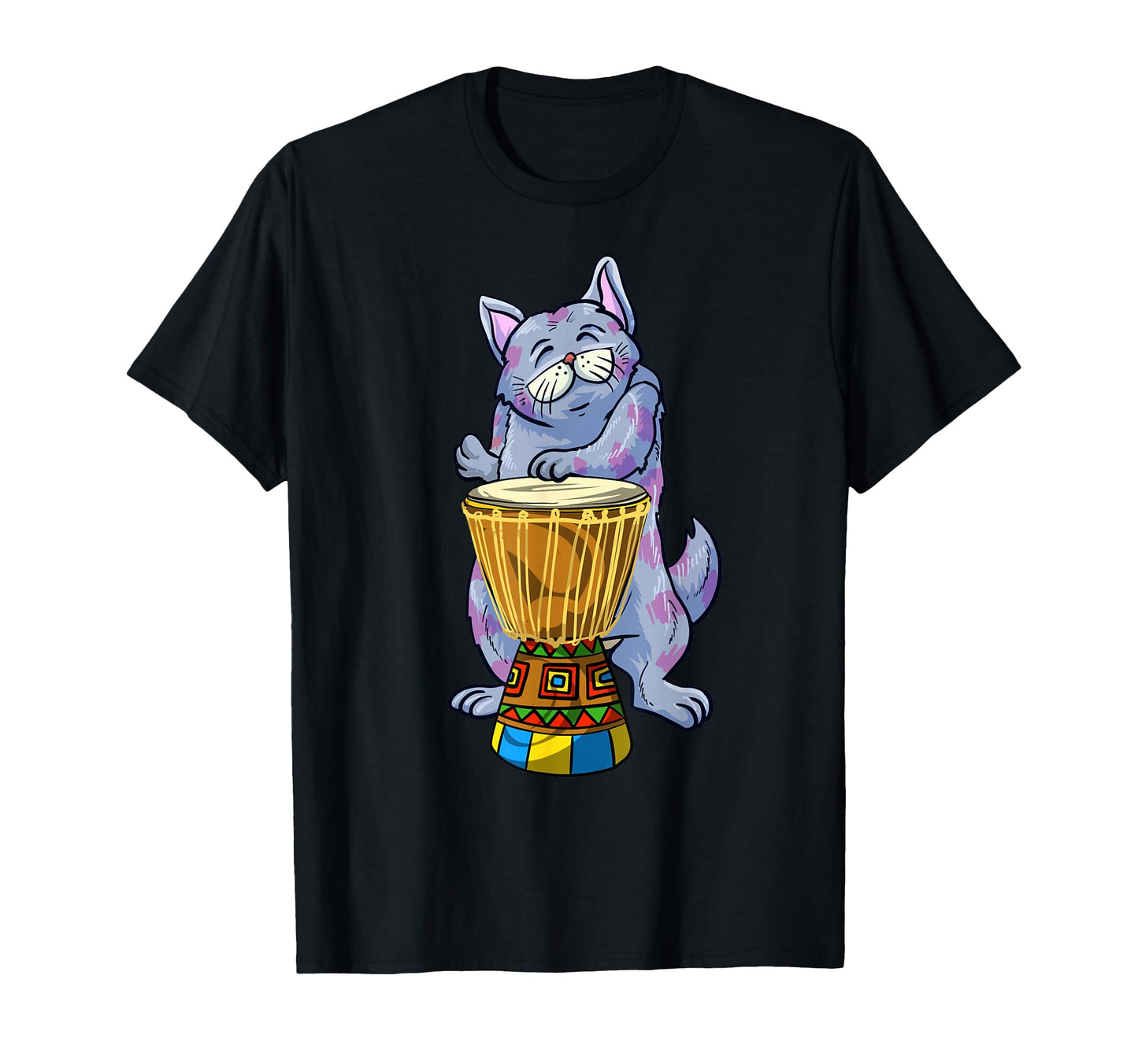 Funny Cat Playing Djembe Gift Kitten T-Shirt - Custom Art Print for Adults - T-Shirt, Sweatshirt, Hoodie