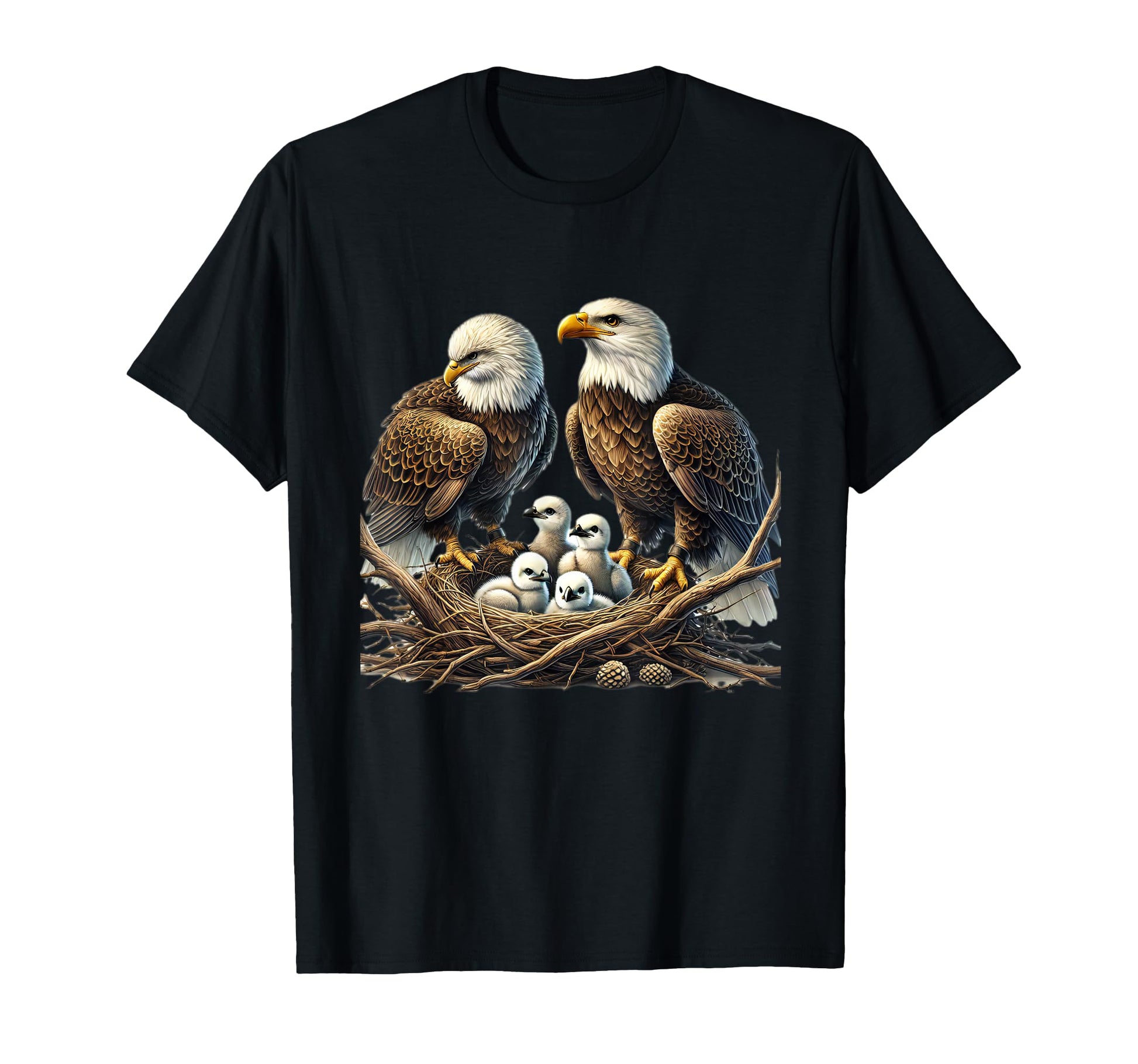 Four Eaglet Chicks Babies Nest Bald T-Shirt - Minimalist Print Men Women - T-Shirt, Sweatshirt, Hoodie