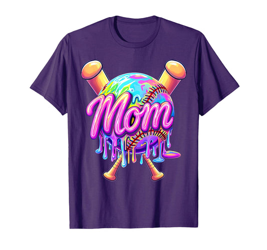 Baseball Drip Mom Tie Dye Baseball T-Shirt - Casual Everyday Wear Unisex - T-Shirt, Sweatshirt, Hoodie