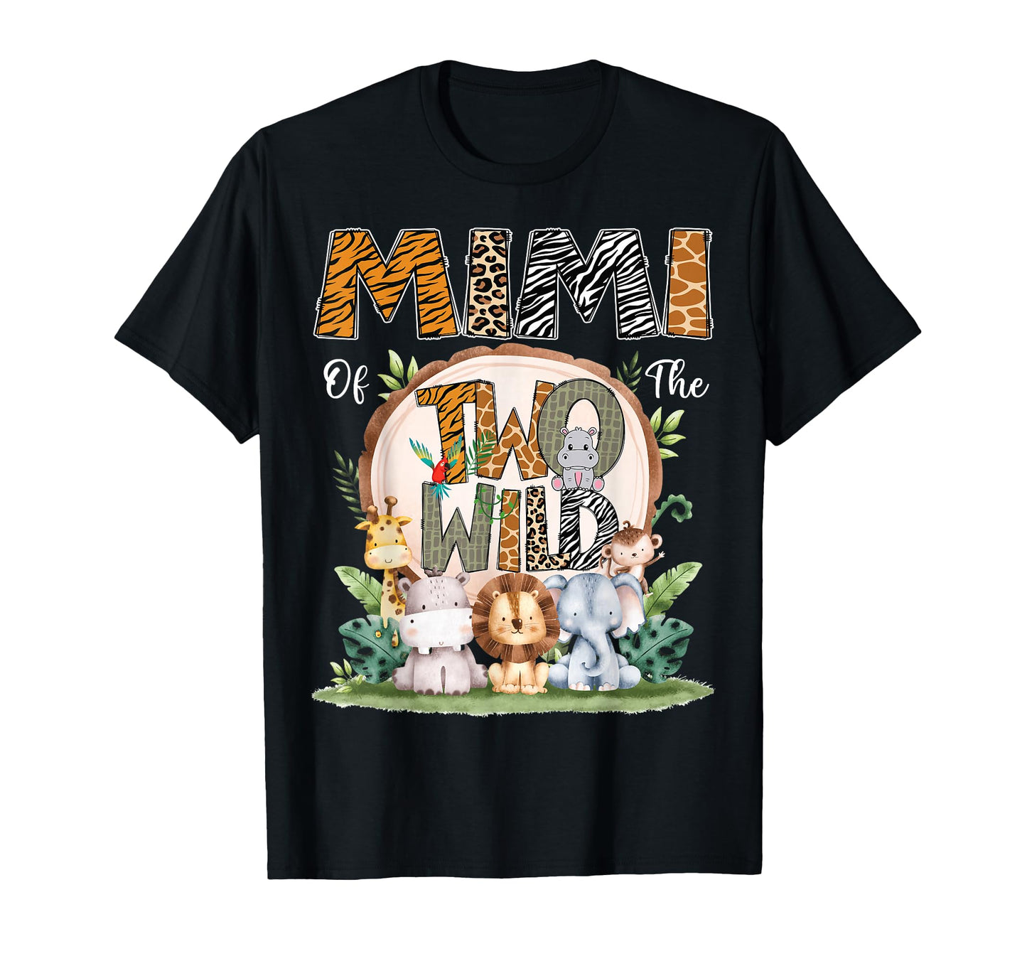 Mimi Two Wild Animal Safari 2Nd Birthday T-Shirt - Graphic Print Men Women - T-Shirt, Sweatshirt, Hoodie