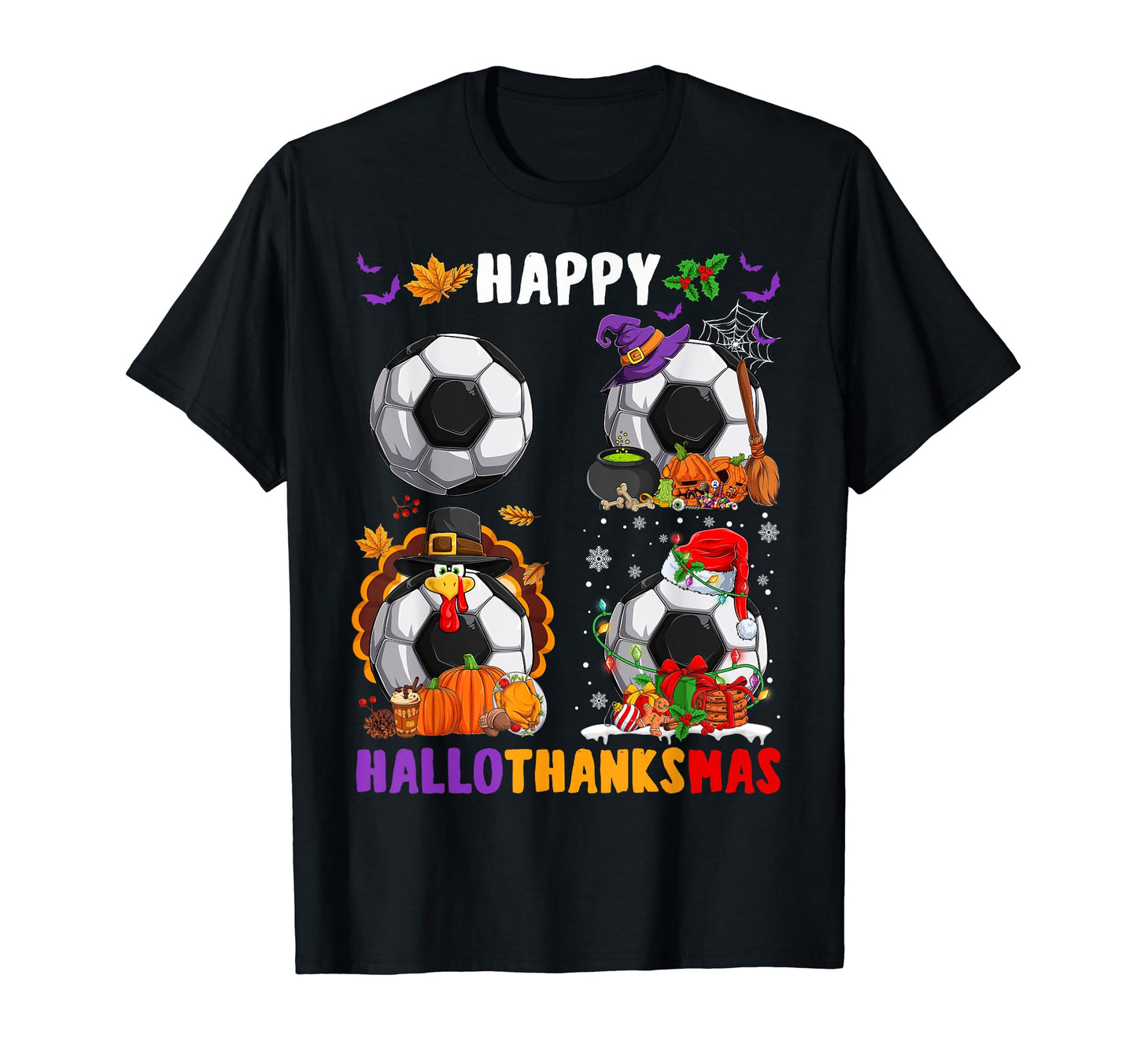 Witch Pilgrim Santa Soccer Balls T-Shirt - Streetwear Style Men Women - T-Shirt, Sweatshirt, Hoodie