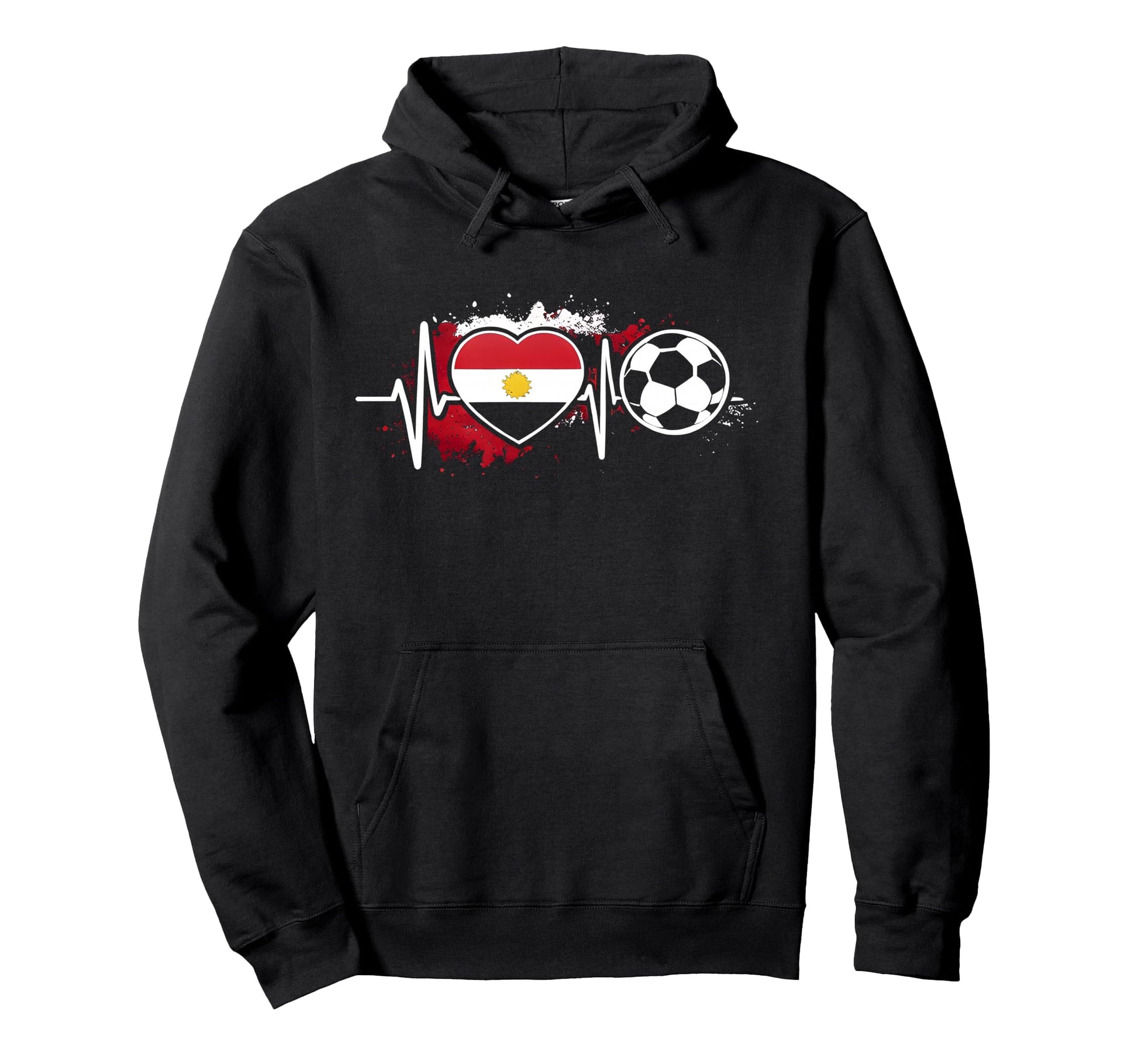 Football Pulse Egypt Flag Heartbeat Hoodie - Streetwear Style Men Women - T-Shirt, Sweatshirt, Hoodie