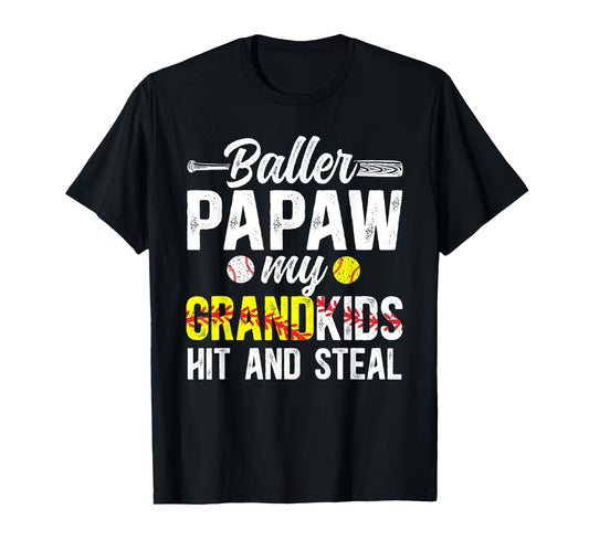 Baller Papaw Funny Baseball Softball Papaw T-Shirt - Unique Graphic Unisex - T-Shirt, Sweatshirt, Hoodie