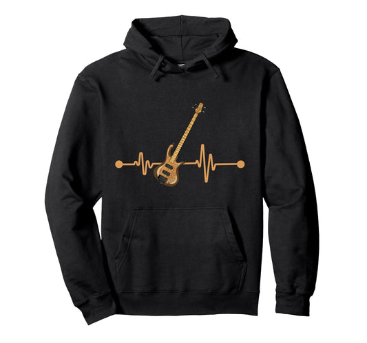 Bass Guitarist Musician Heartbeat Bassist Hoodie - Streetwear Style Unisex - T-Shirt, Sweatshirt, Hoodie
