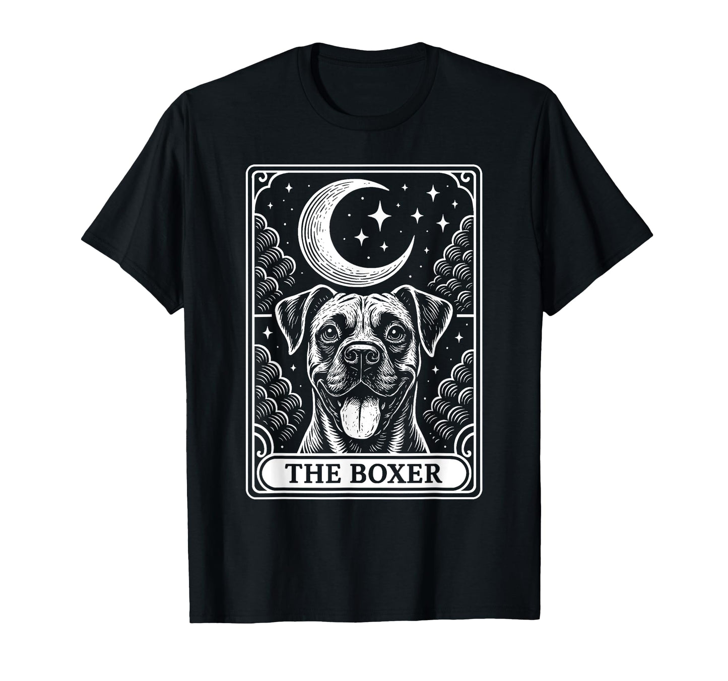 Boxer Dog Mom Tarot Card Crescent Moon T-Shirt - Custom Art Print Men Women - T-Shirt, Sweatshirt, Hoodie
