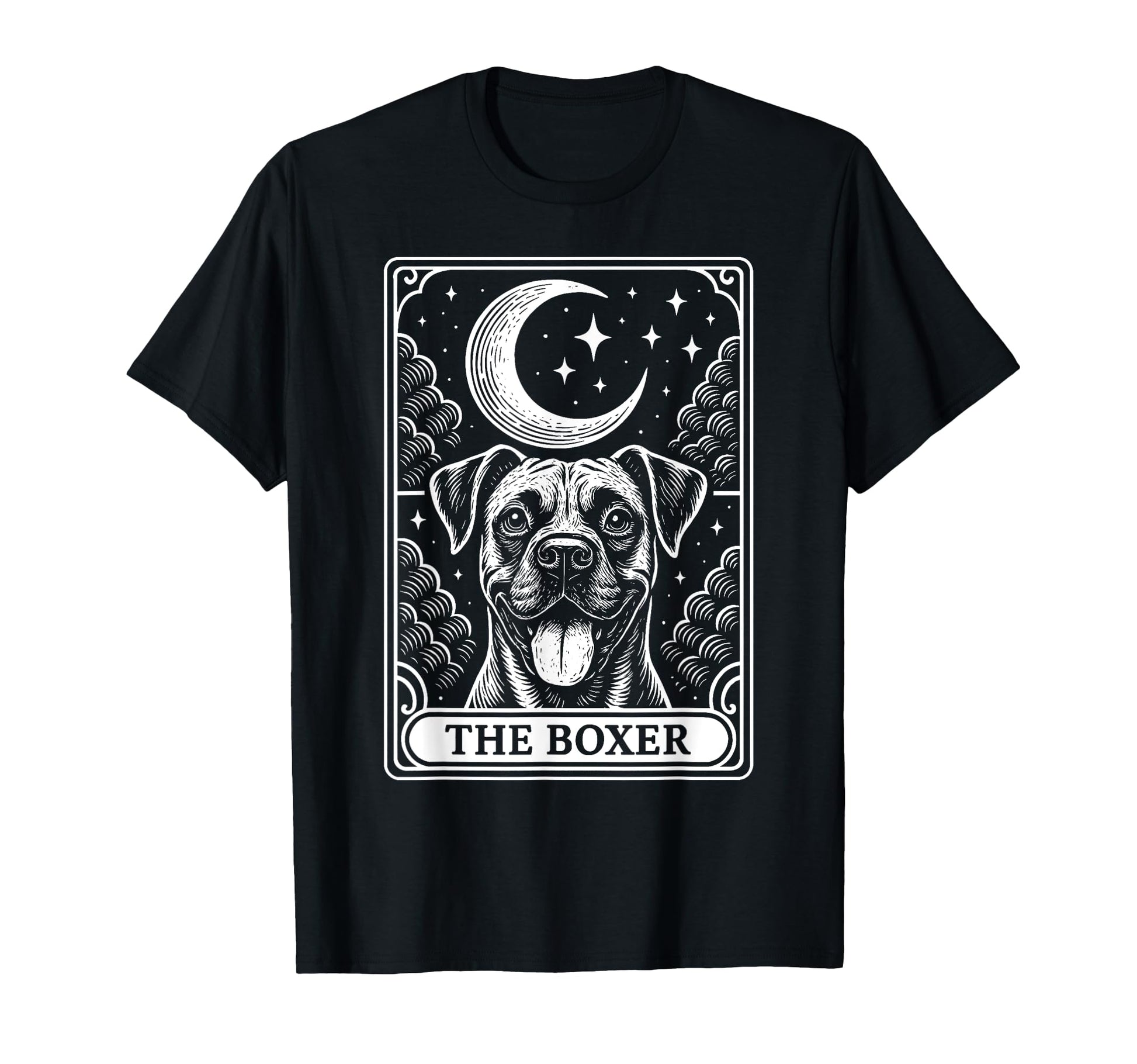 Boxer Dog Mom Tarot Card Crescent Moon T-Shirt - Custom Art Print Men Women - T-Shirt, Sweatshirt, Hoodie