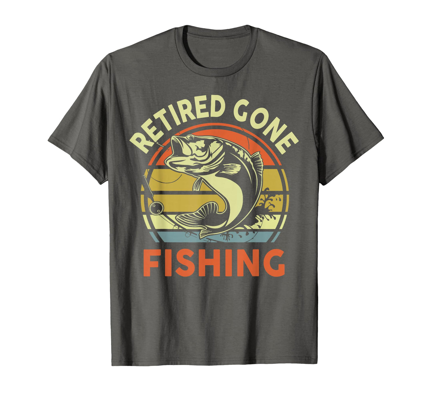 Retired Gone Fishing Bass Fish Grandpa T-Shirt - Trendy Graphic for Adults - T-Shirt, Sweatshirt, Hoodie