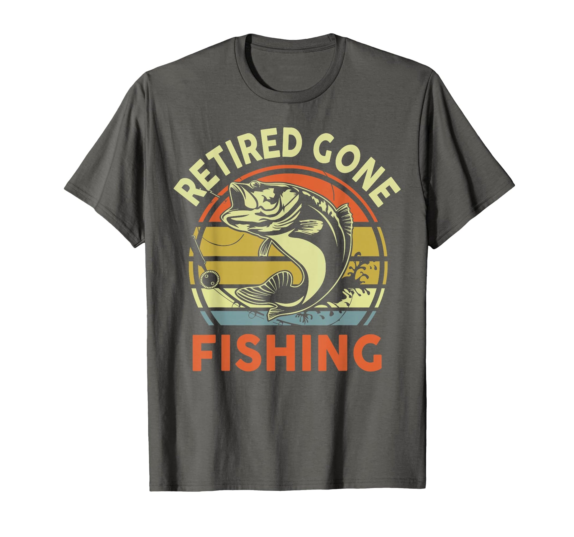 Retired Gone Fishing Bass Fish Grandpa T-Shirt - Trendy Graphic for Adults - T-Shirt, Sweatshirt, Hoodie